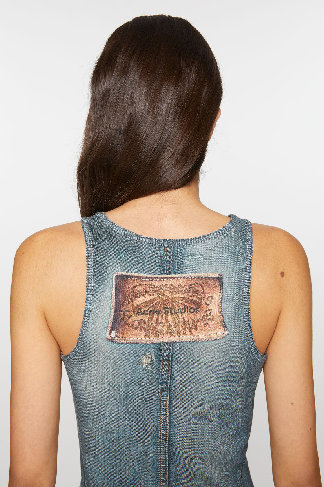 ACNE STUDIOS Full Printed Top in Denim Blue S