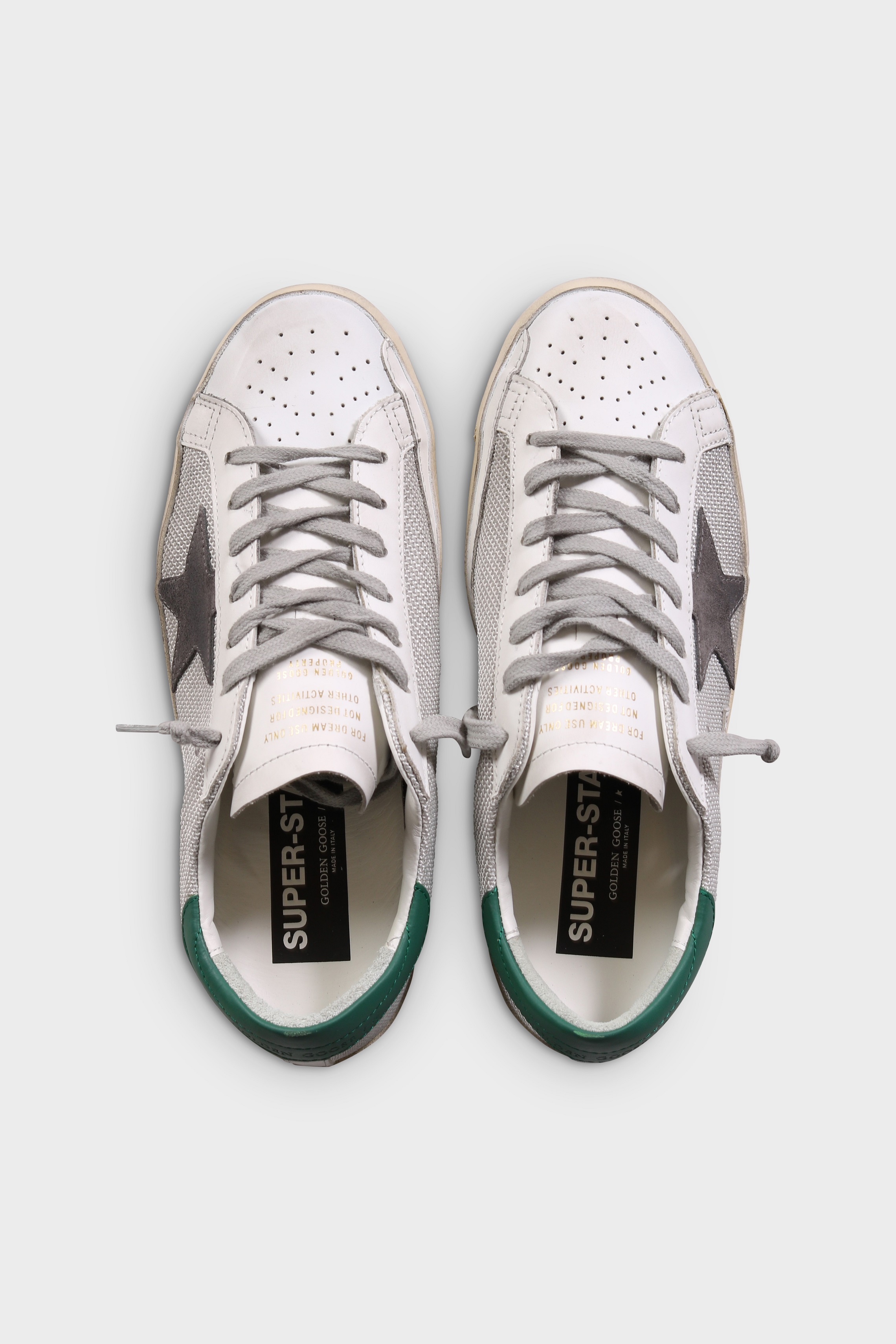 GOLDEN GOOSE Super-Star Net Grey Suede Star Green Heel