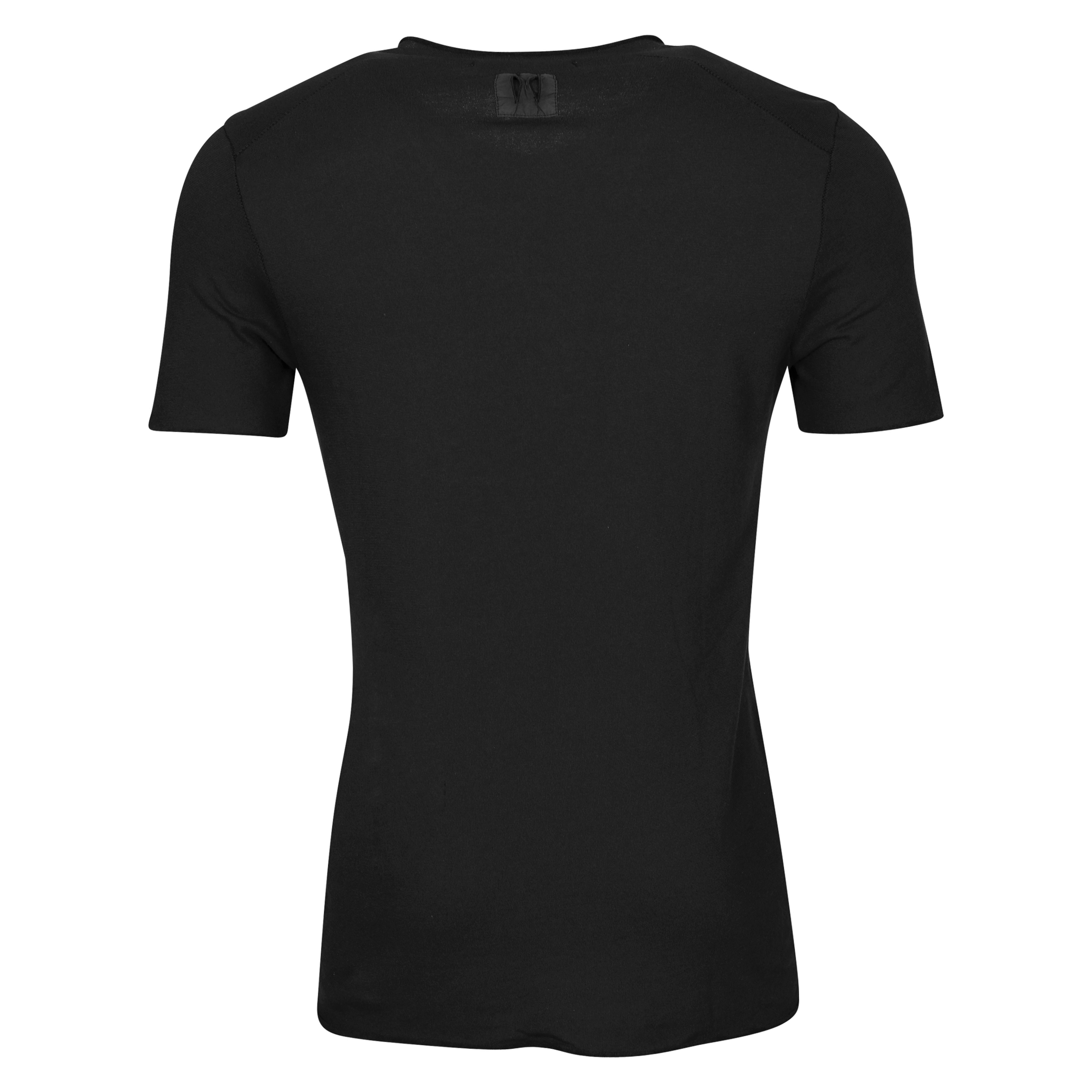 Hannes Roether Frottee V-Neck T-Shirt in Black
