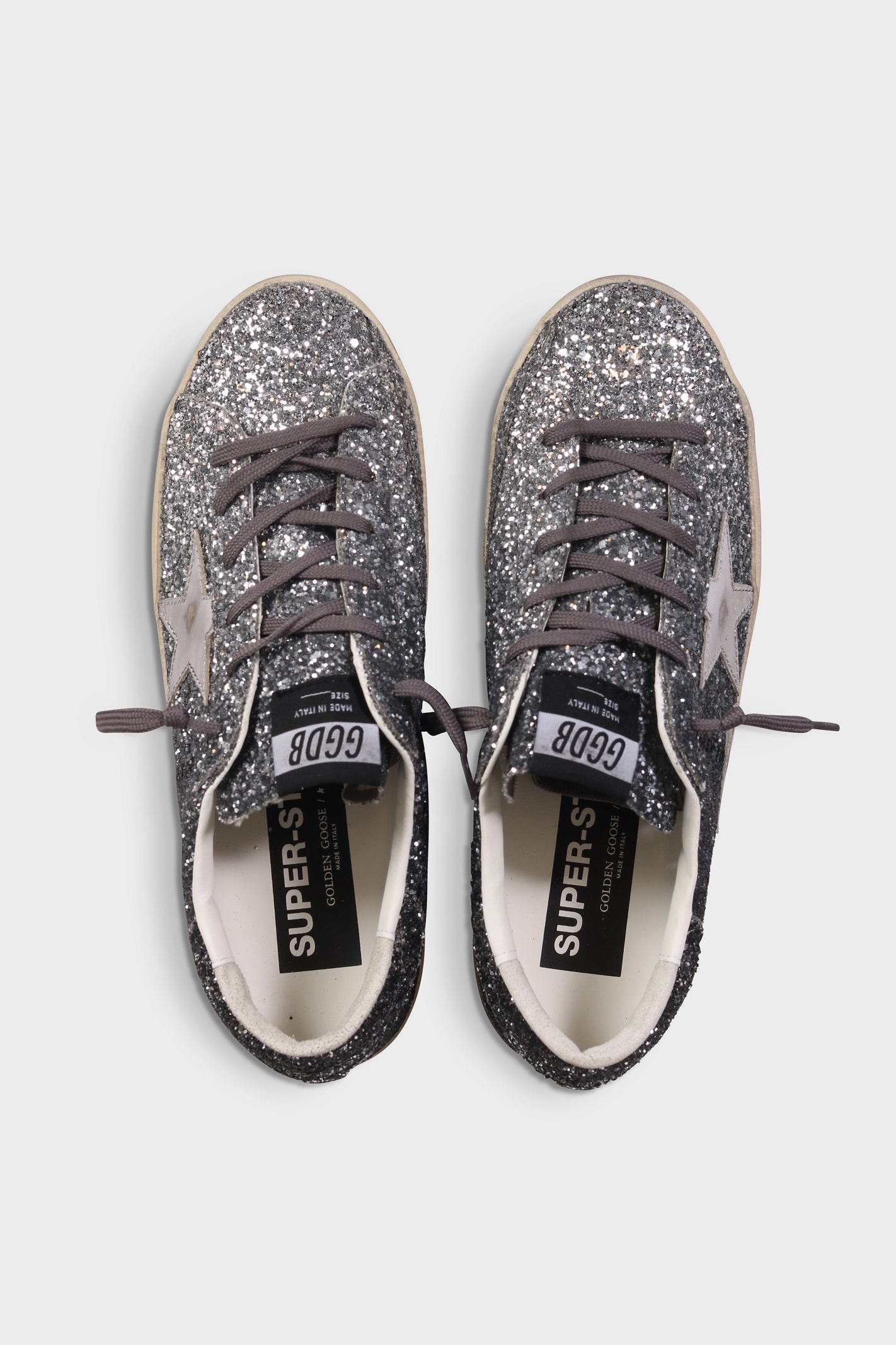 GOLDEN GOOSE Super-Star Glitter in Silver/Black