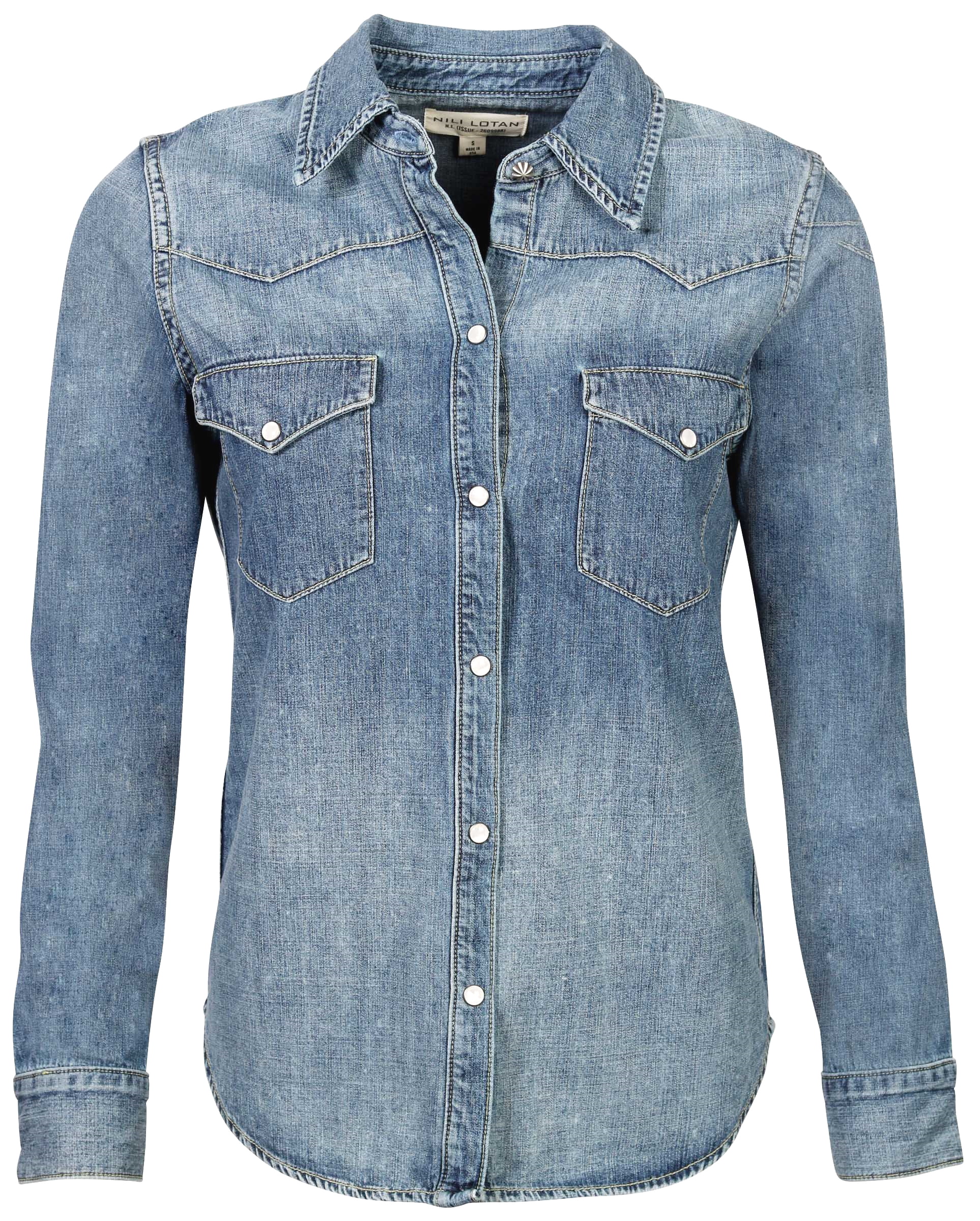 Nili Lotan Denim Shirt Travis Blue Washed