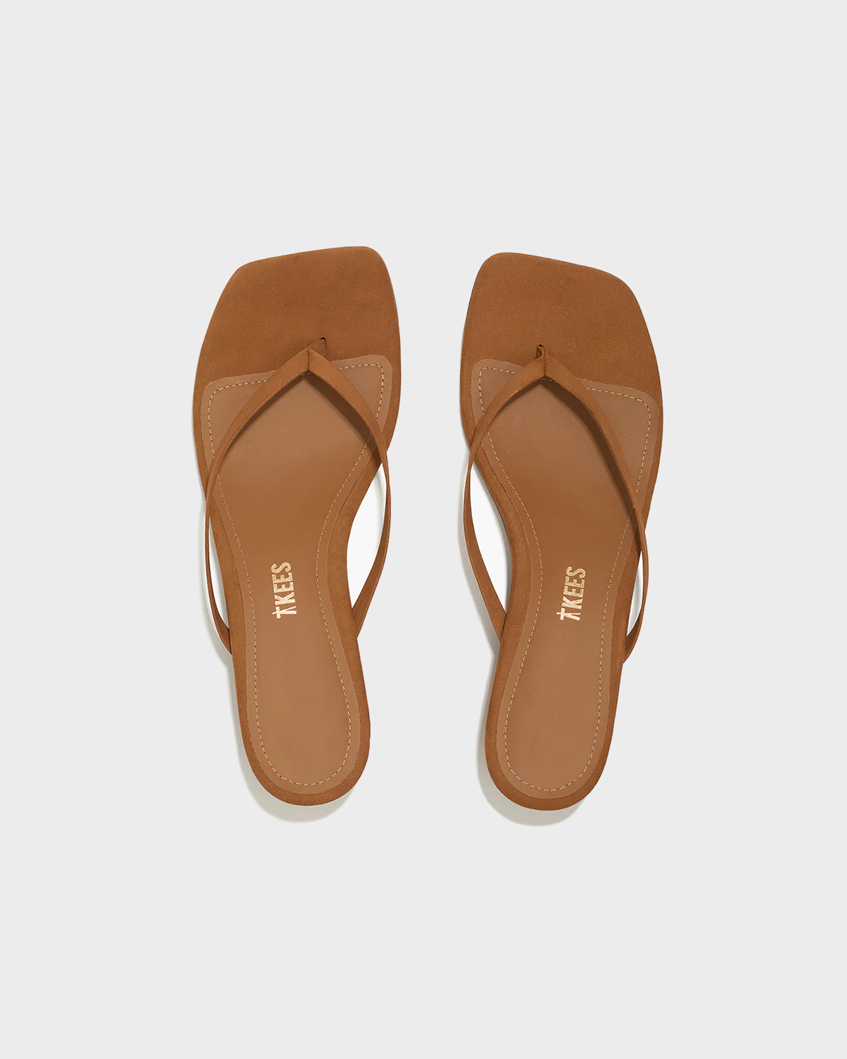 TKEES Square Toe Julia Kitten Heel Suede in Camel