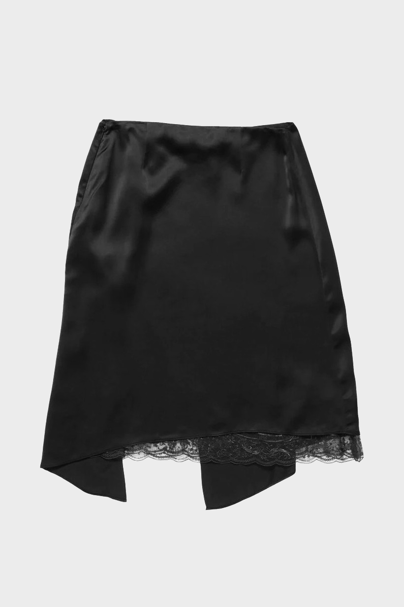 ACNE STUDIOS Black Satin Laces Skirt