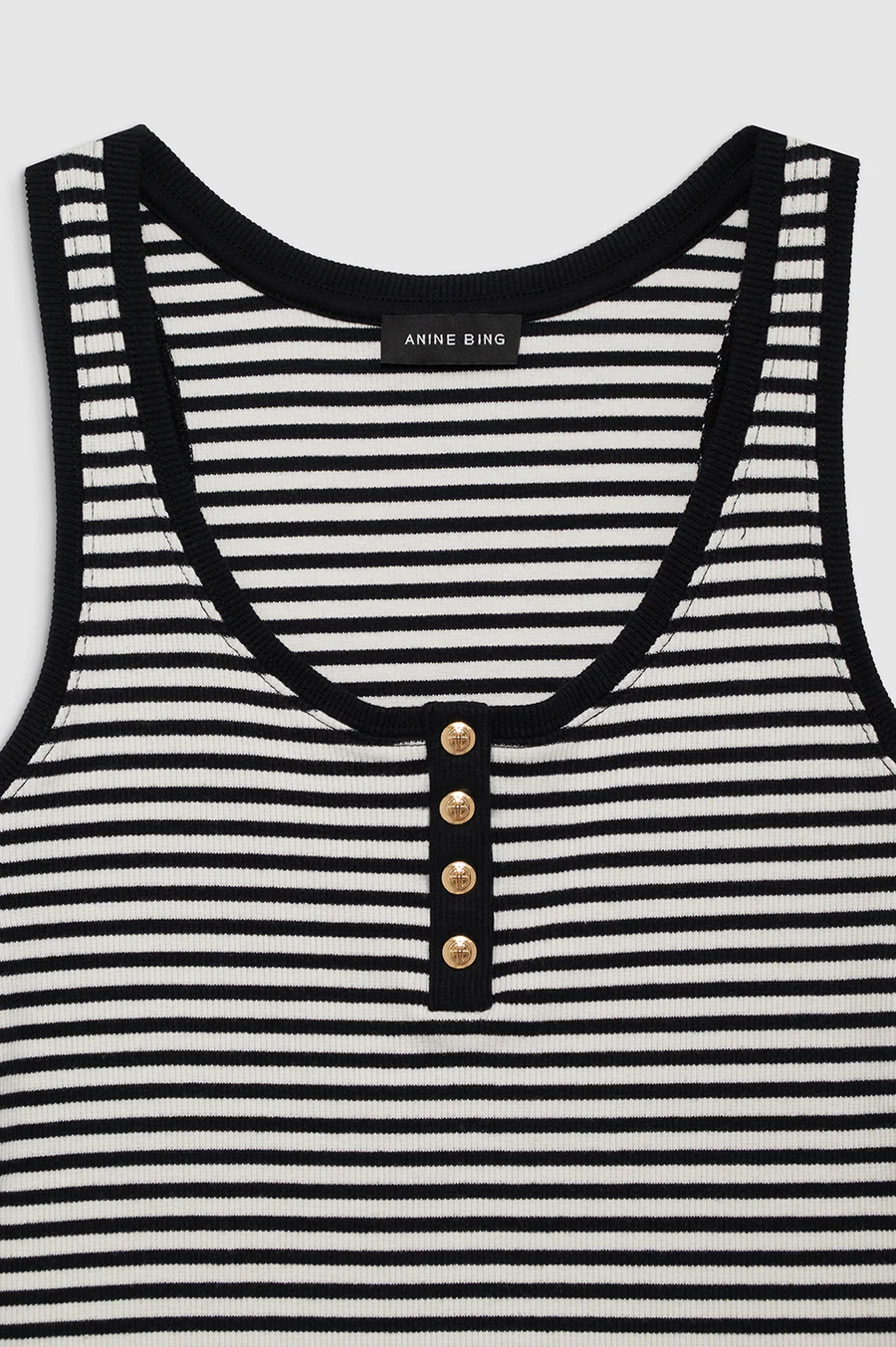 ANINE BING Alessia Tank in Cream & Black Stripe