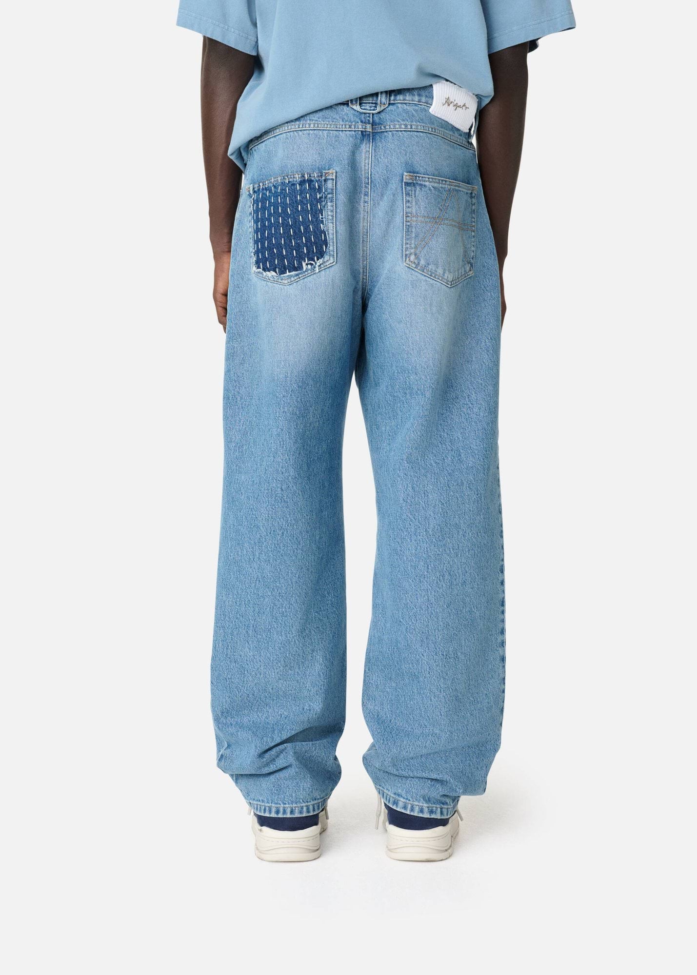 AXEL ARIGATO Patchwork Relaxed Jeans in Light Blue 30 AXEL ARIGATO Patchwork Relaxed Jeans in Light Blue 33