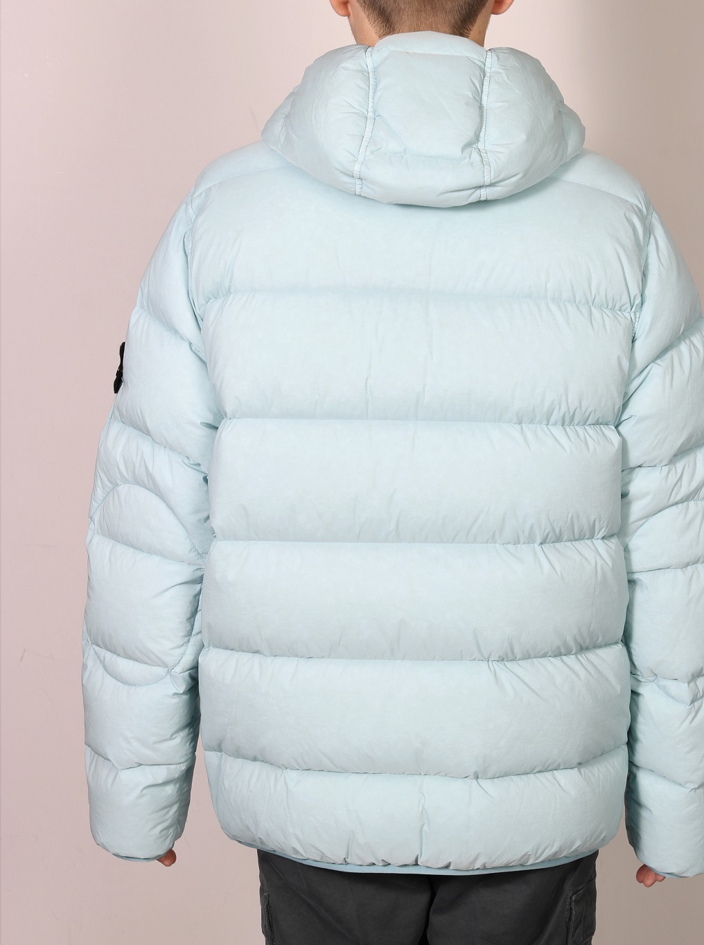 STONE ISLAND Hooded Down Jacket in Sky Blue