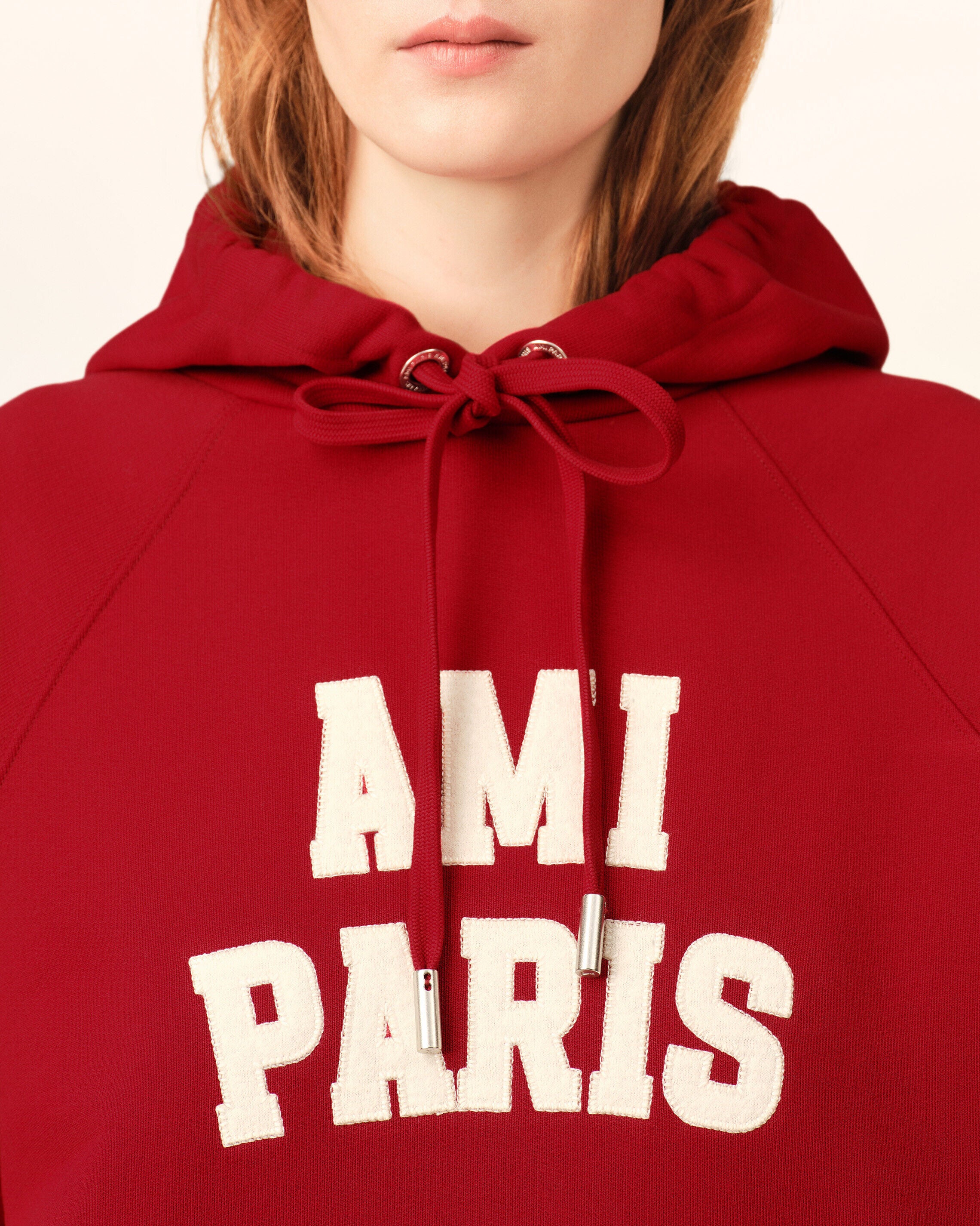 AMI PARIS Hoodie in Ruby Red