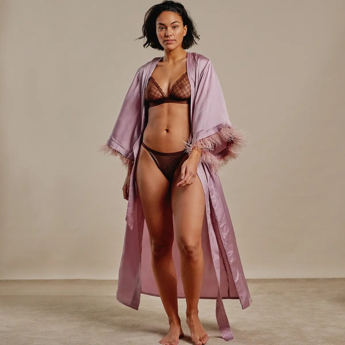 Love Stories Patchouli Morning Robe Mauve Pink M