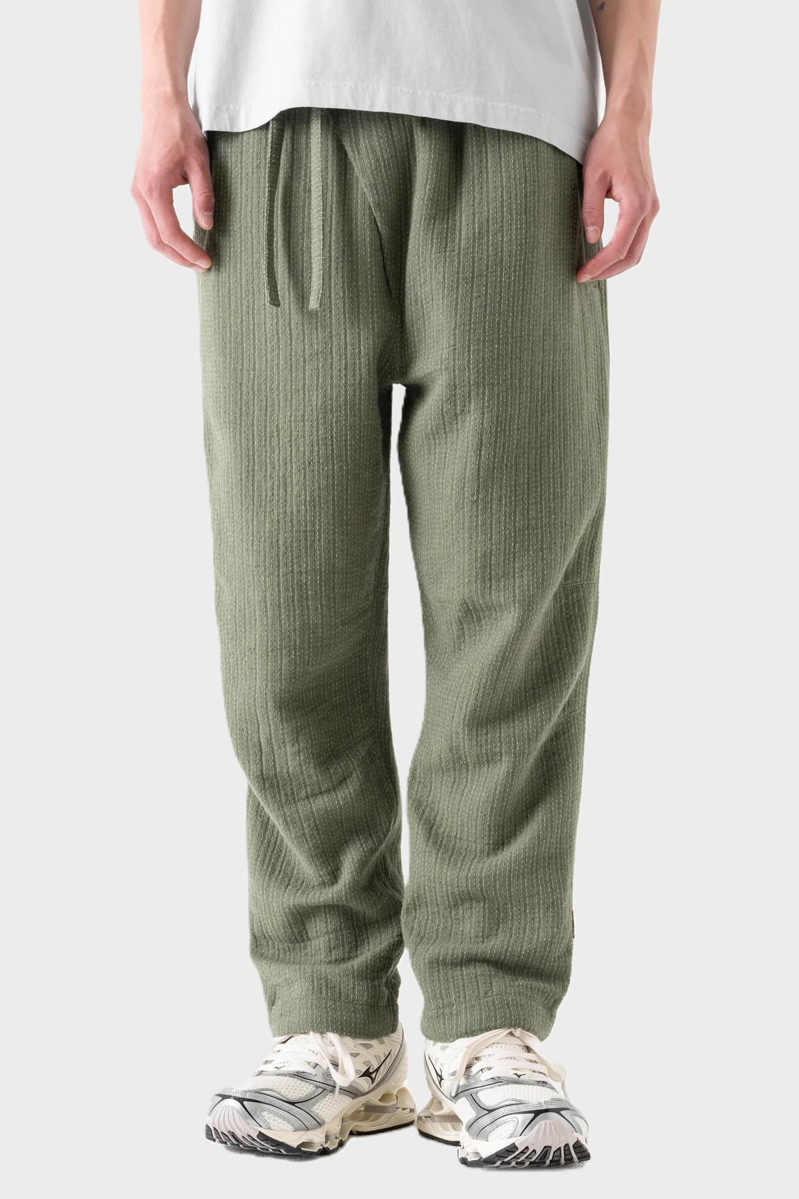 MAHARISHI 7300 Light Kantha Asym Track Pant in Olive