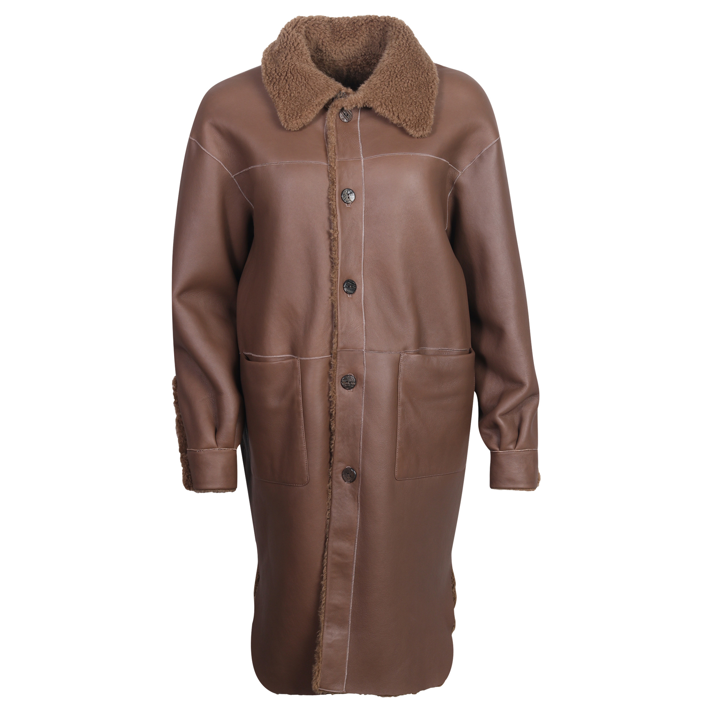 Giorgio Brato Reversible Lamb Leather Coat in Rum