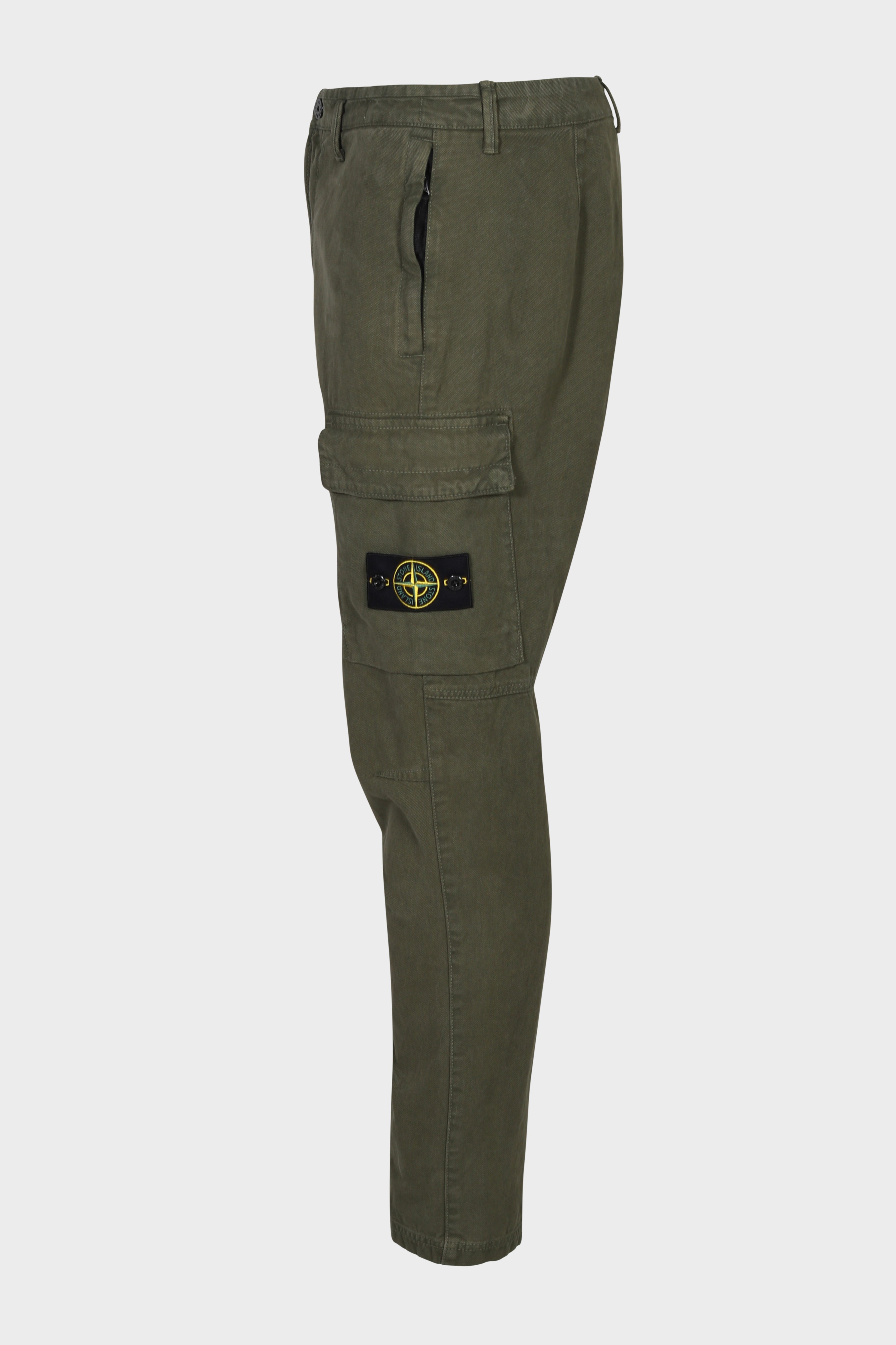 STONE ISLAND Cotton Canvas Cargo Pant in Washed Olive 38
