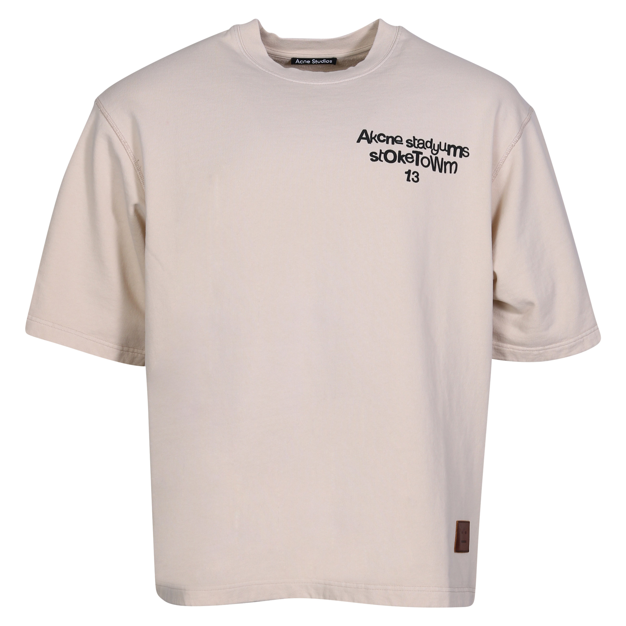 Acne Studios Heavy T-Shirt in Oat Beige Back and Front Printed