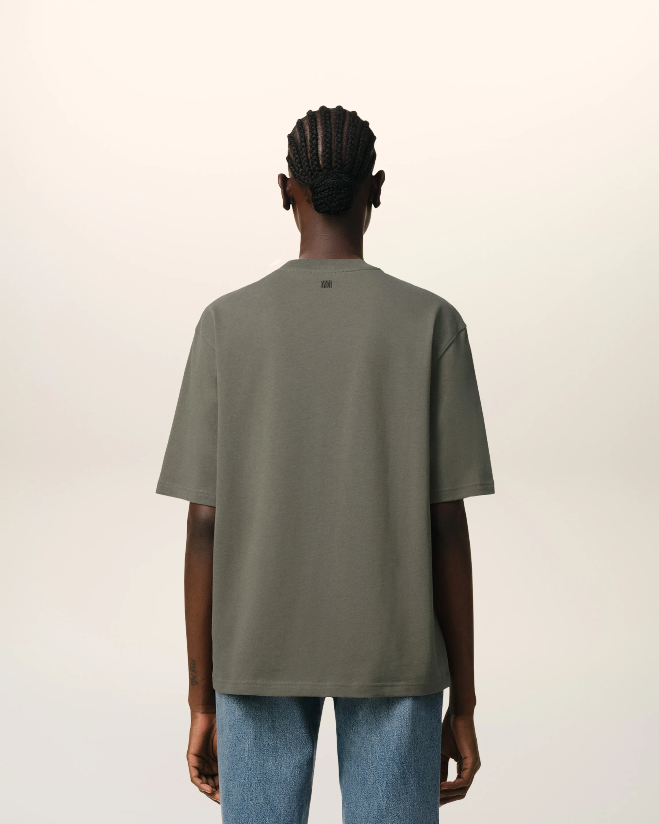 AMI PARIS de Coeur Boxy T-Shirt in Smoke Grey AMI PARIS de Coeur Boxy T-Shirt in Smoke Grey