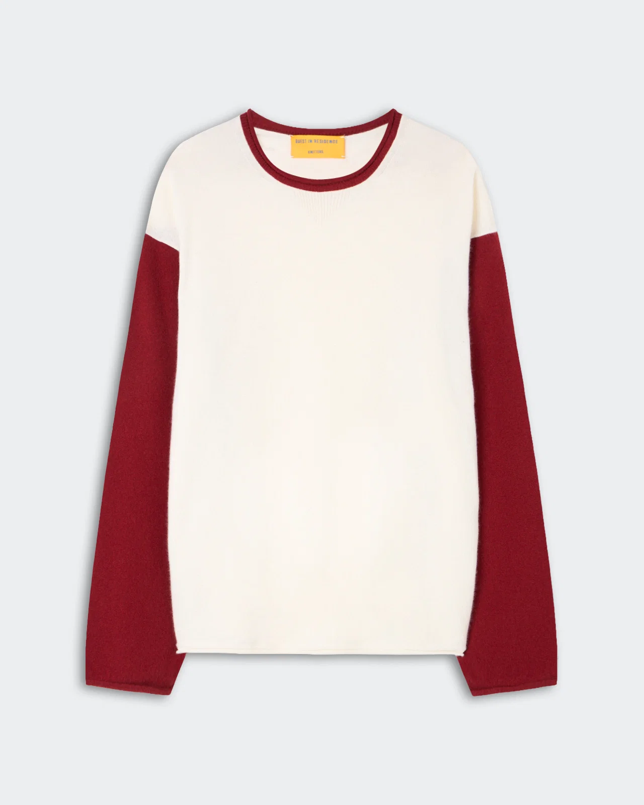 GUEST IN RESIDENCE Baseball Oversize Cashmere Sweater in Cream/Carmine