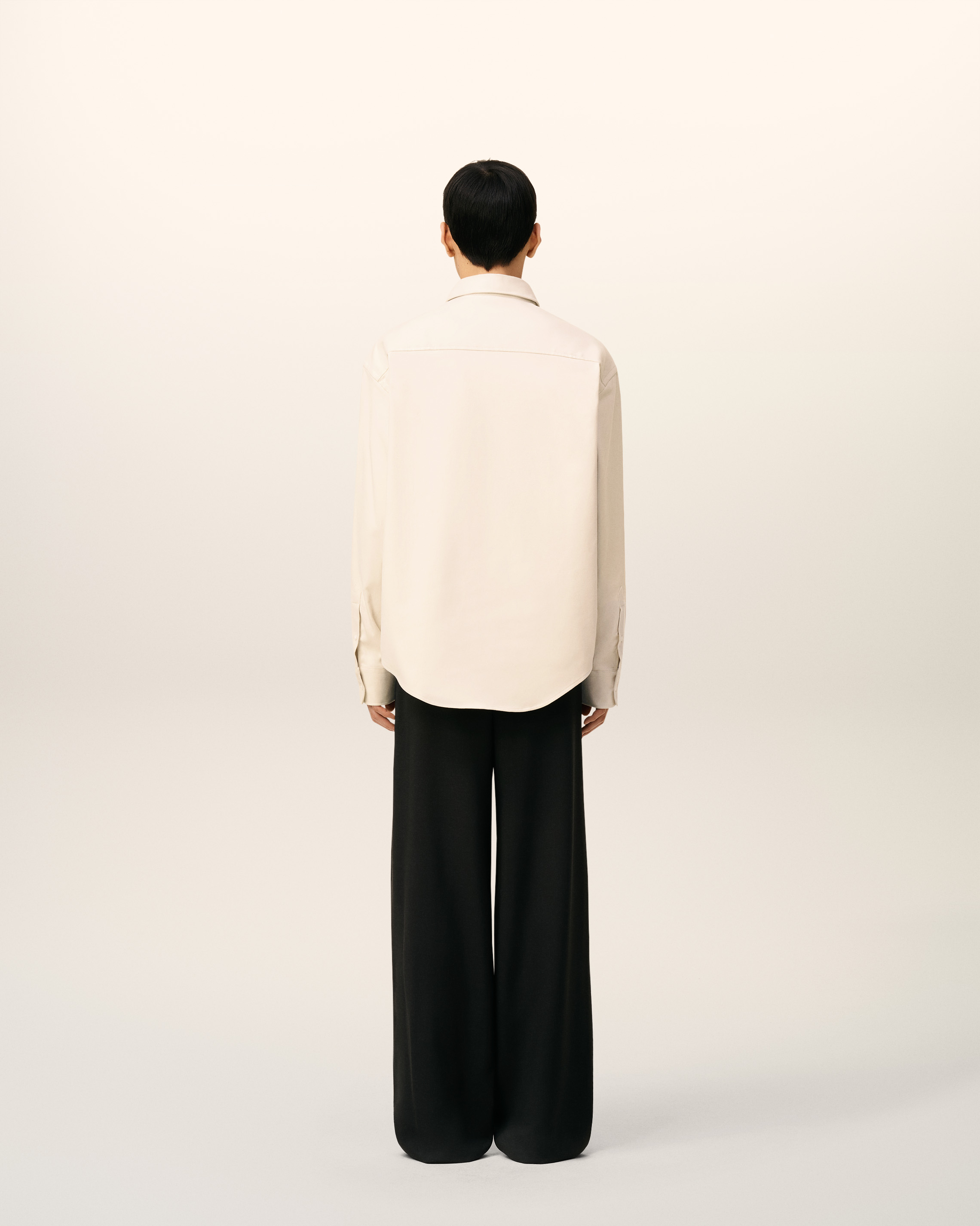 AMI PARIS de Coeur Boxy Fit Brushed Cotton Shirt in Light Ivory