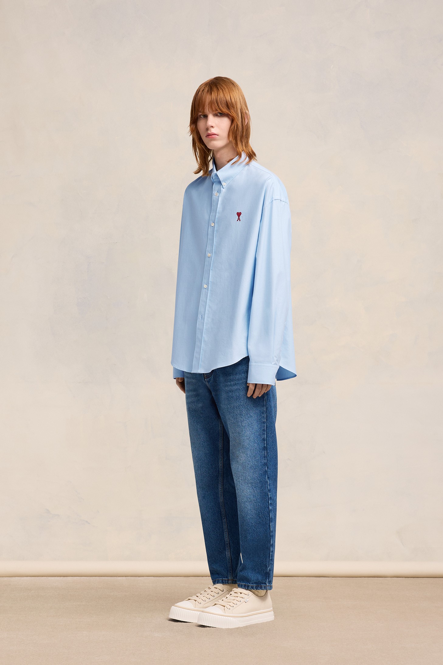 AMI PARIS de Coeur Boxy Fit Shirt in Sky Blue XS