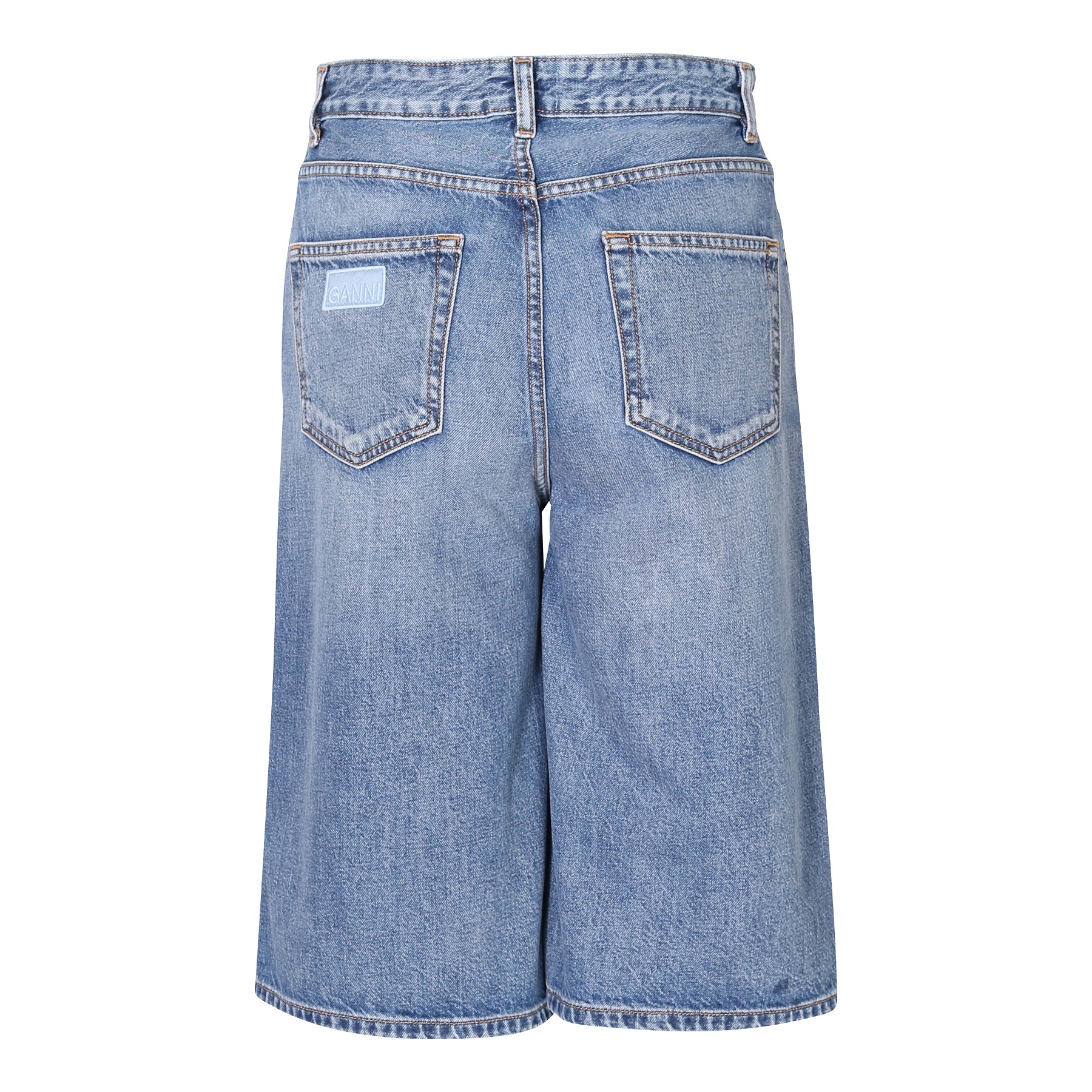 GANNI Vintage Washed Denim Wide Shorts 28