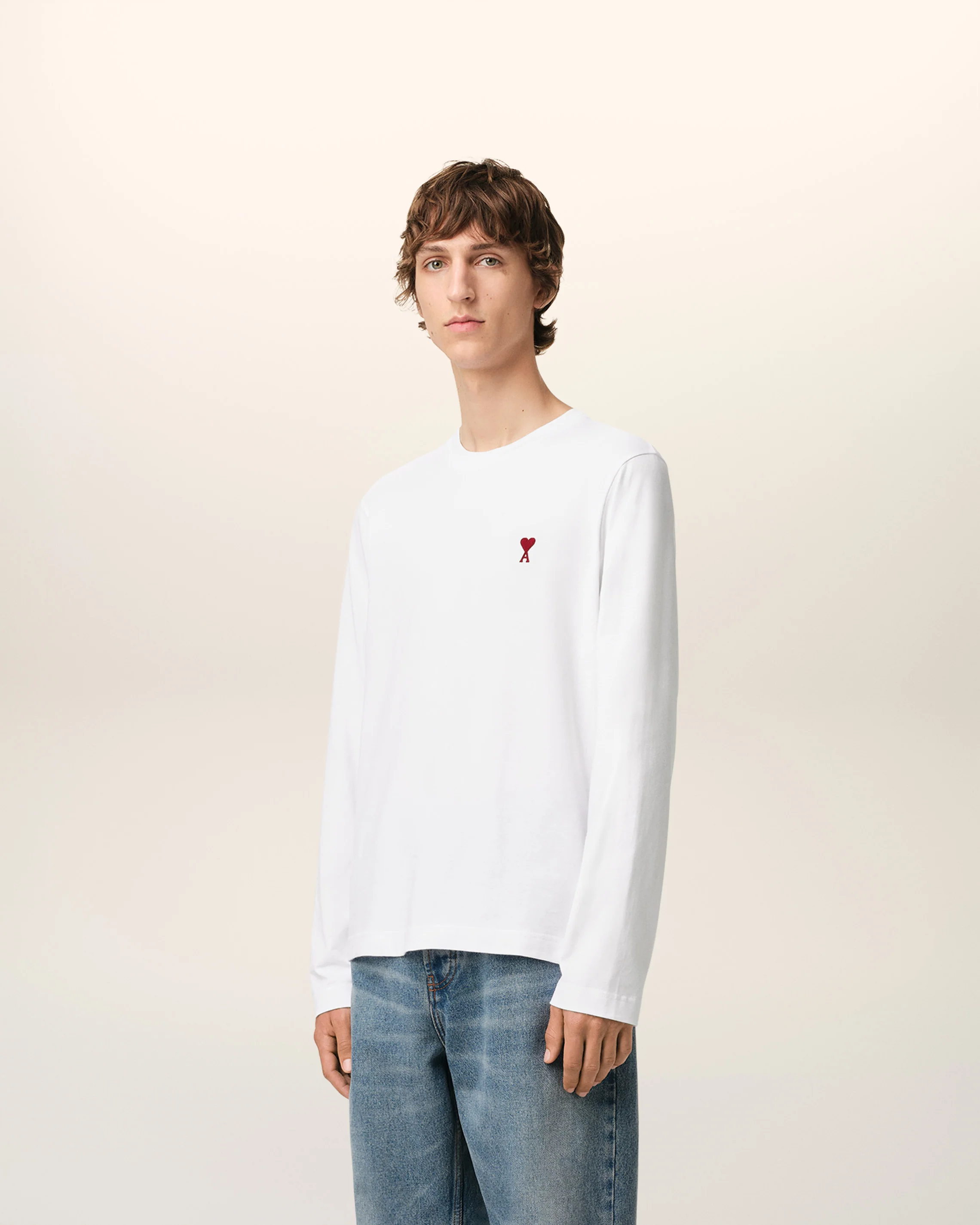 AMI PARIS de Coeur Longsleeve in White