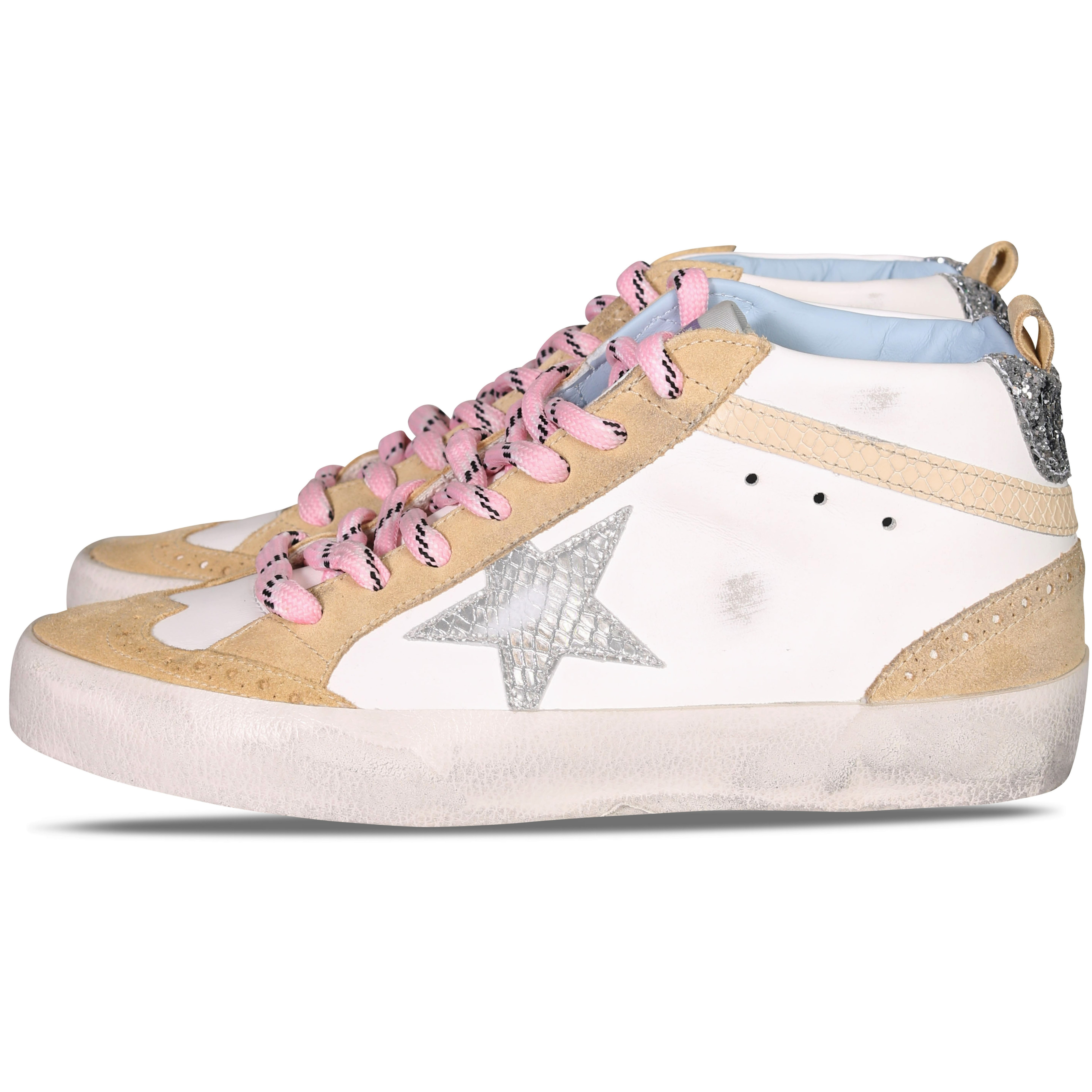 Golden Goose Sneaker Mid Star in White Sand