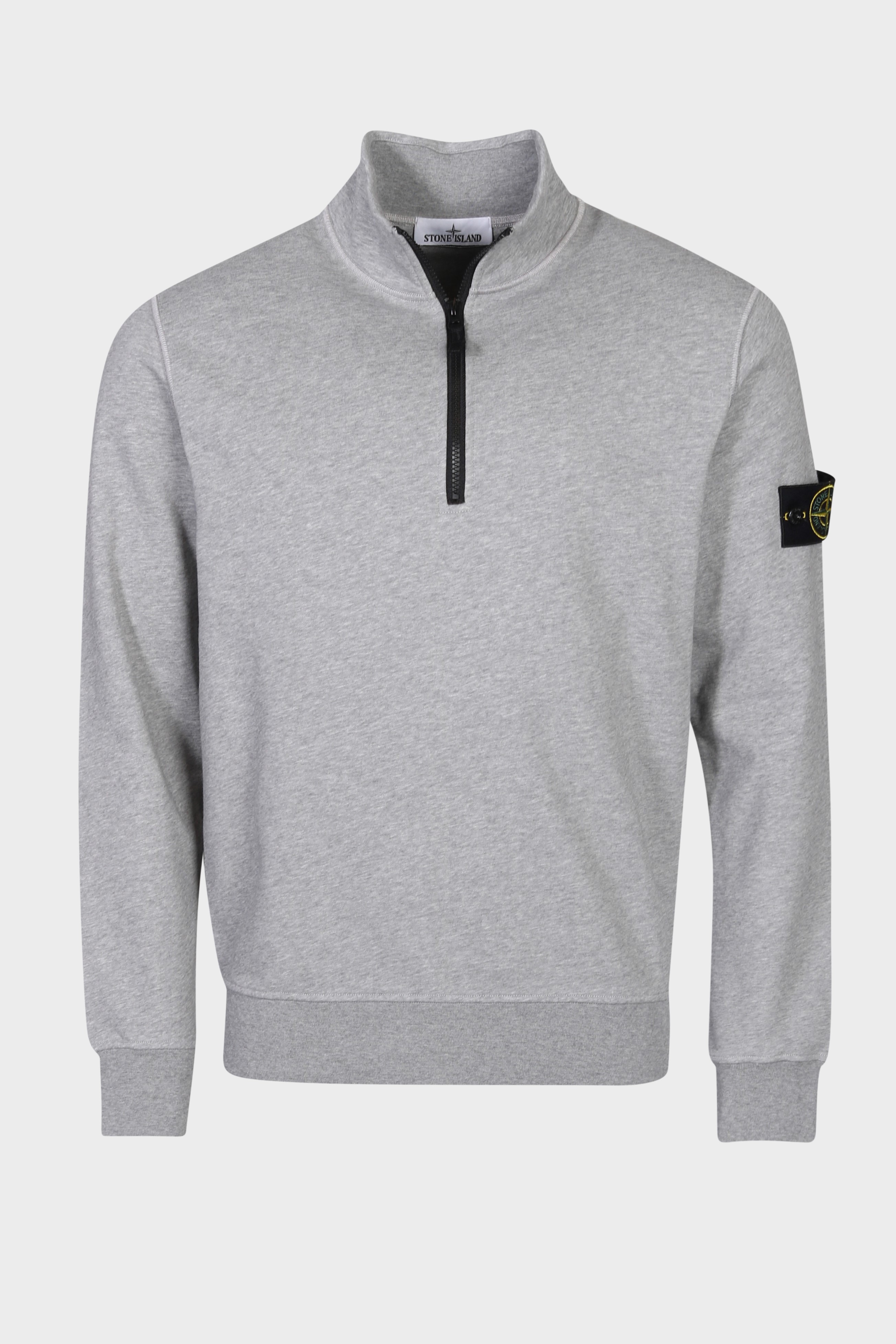 STONE ISLAND Half Zip Sweatshirt in Heather Grey