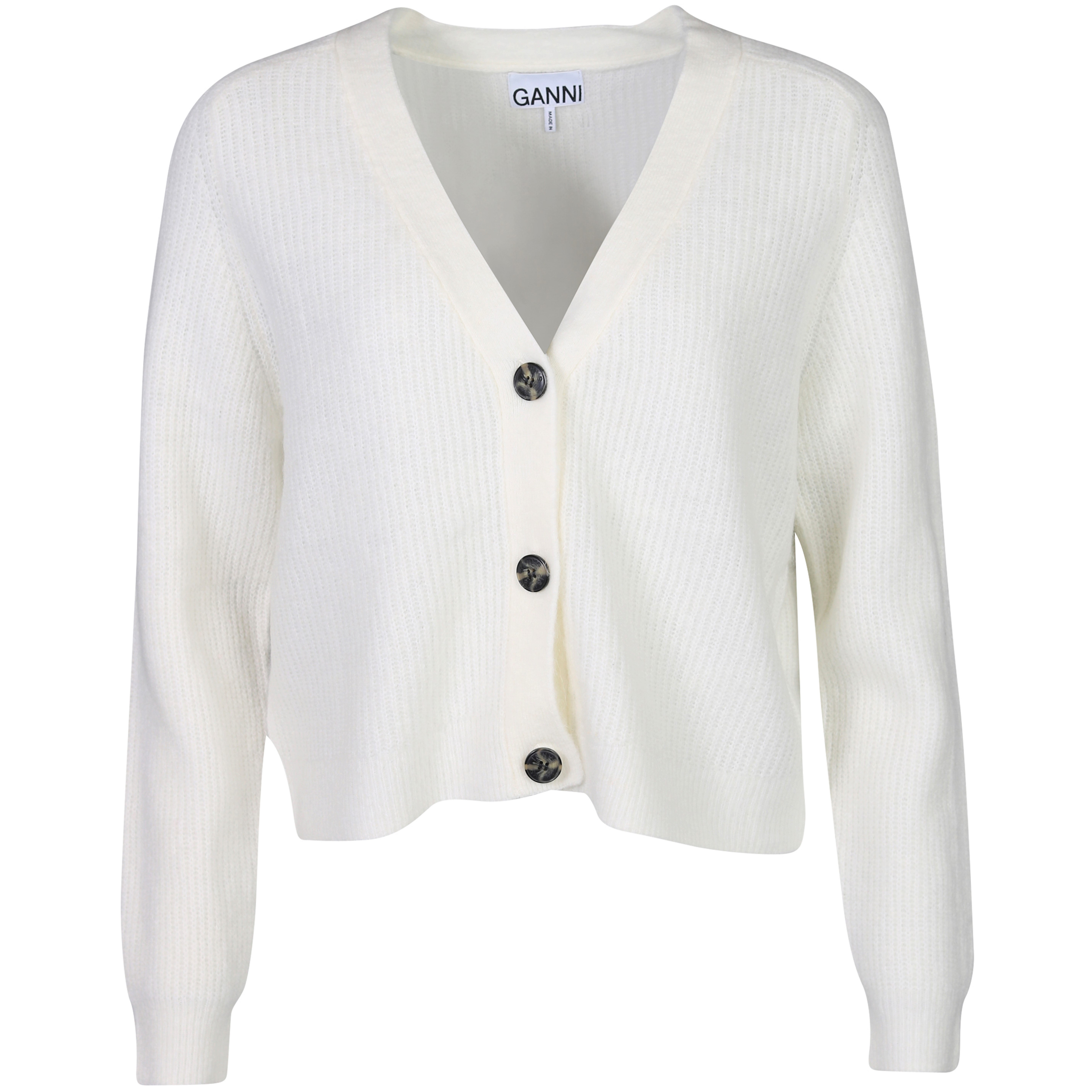 Ganni Soft Wool Knit Cardigan in Egret XS