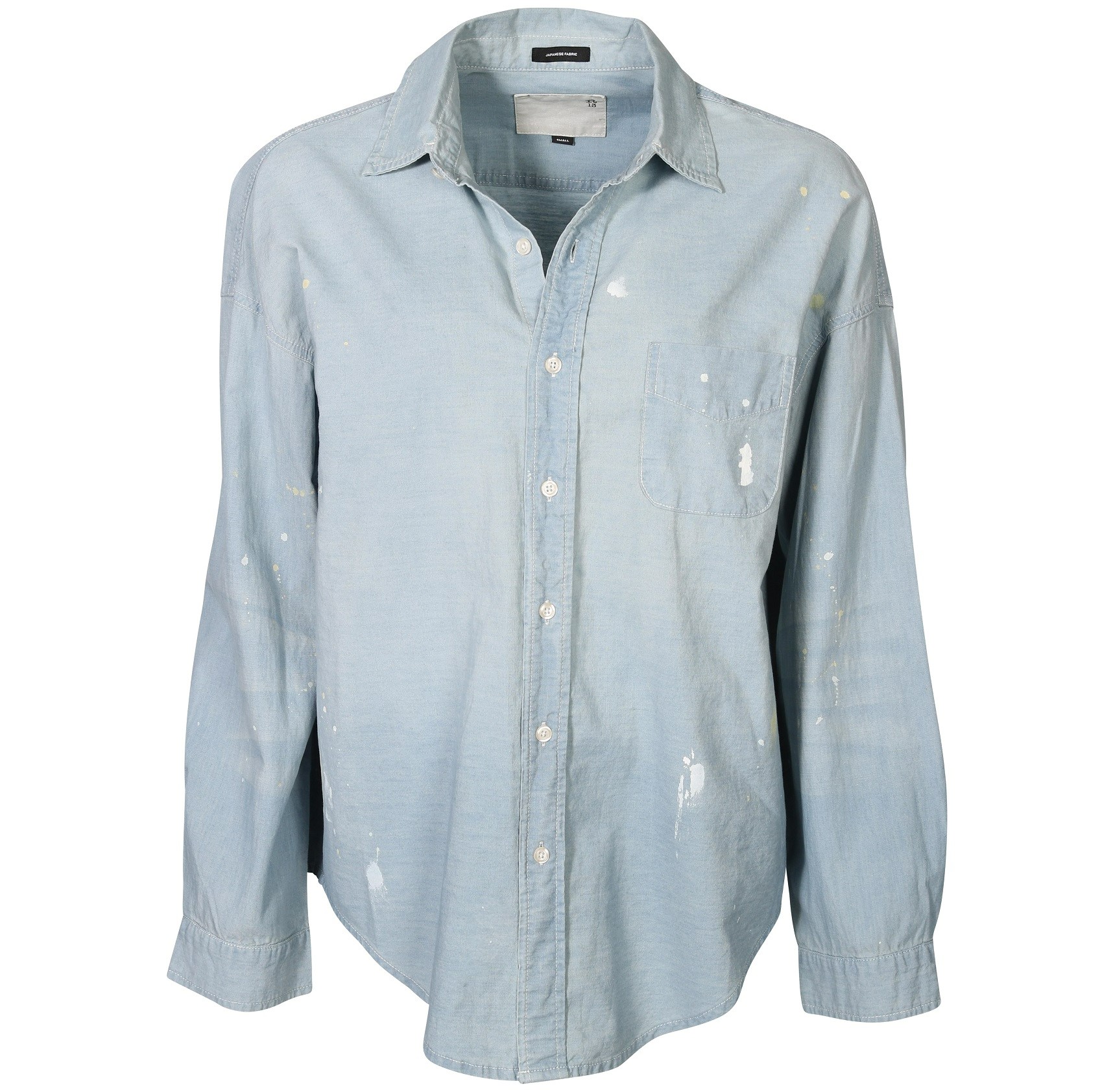 R13 Boxy Button Up Shirt in Vintage Blue