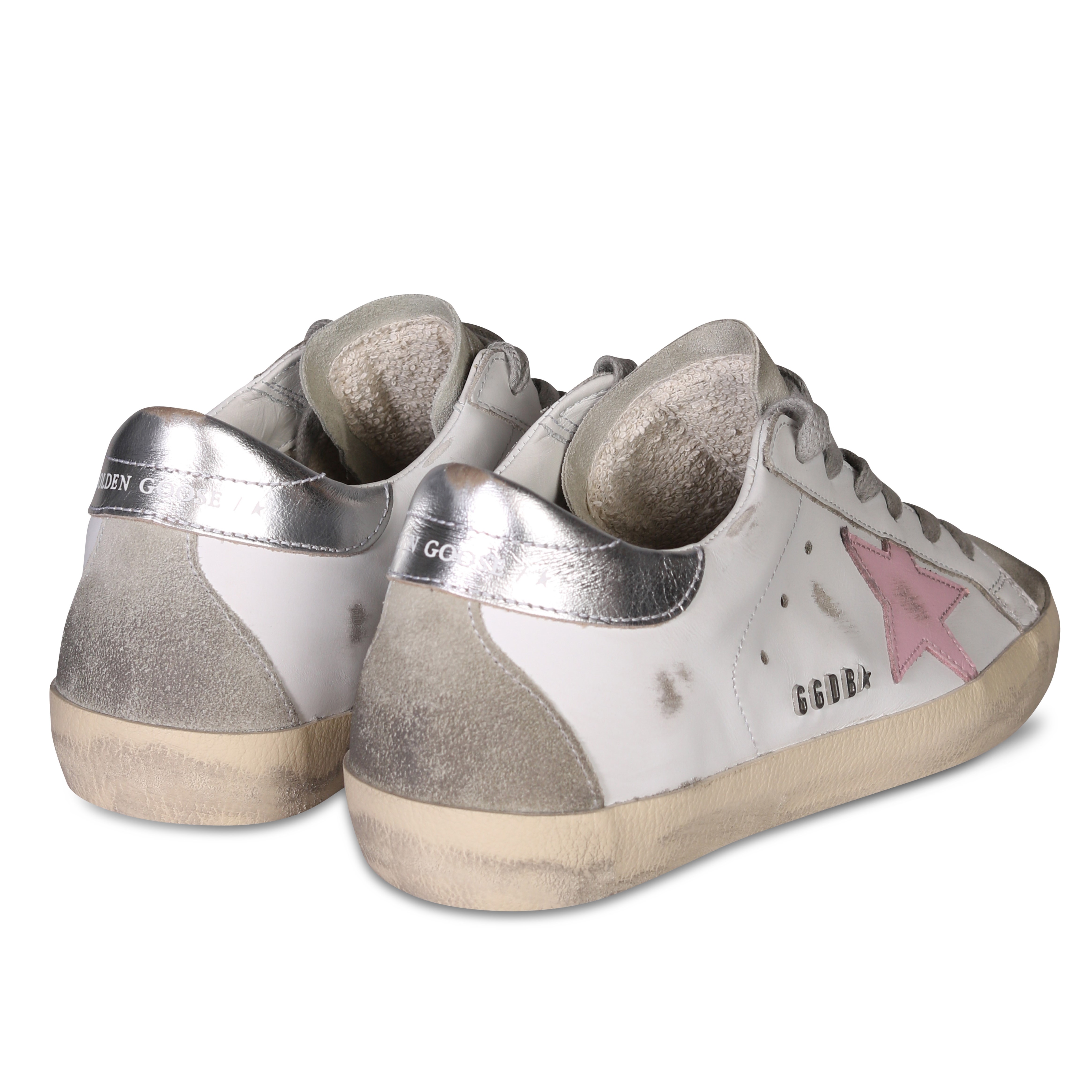 Golden Goose Sneaker Super Star Classic With Spur in White Silver Rosa
