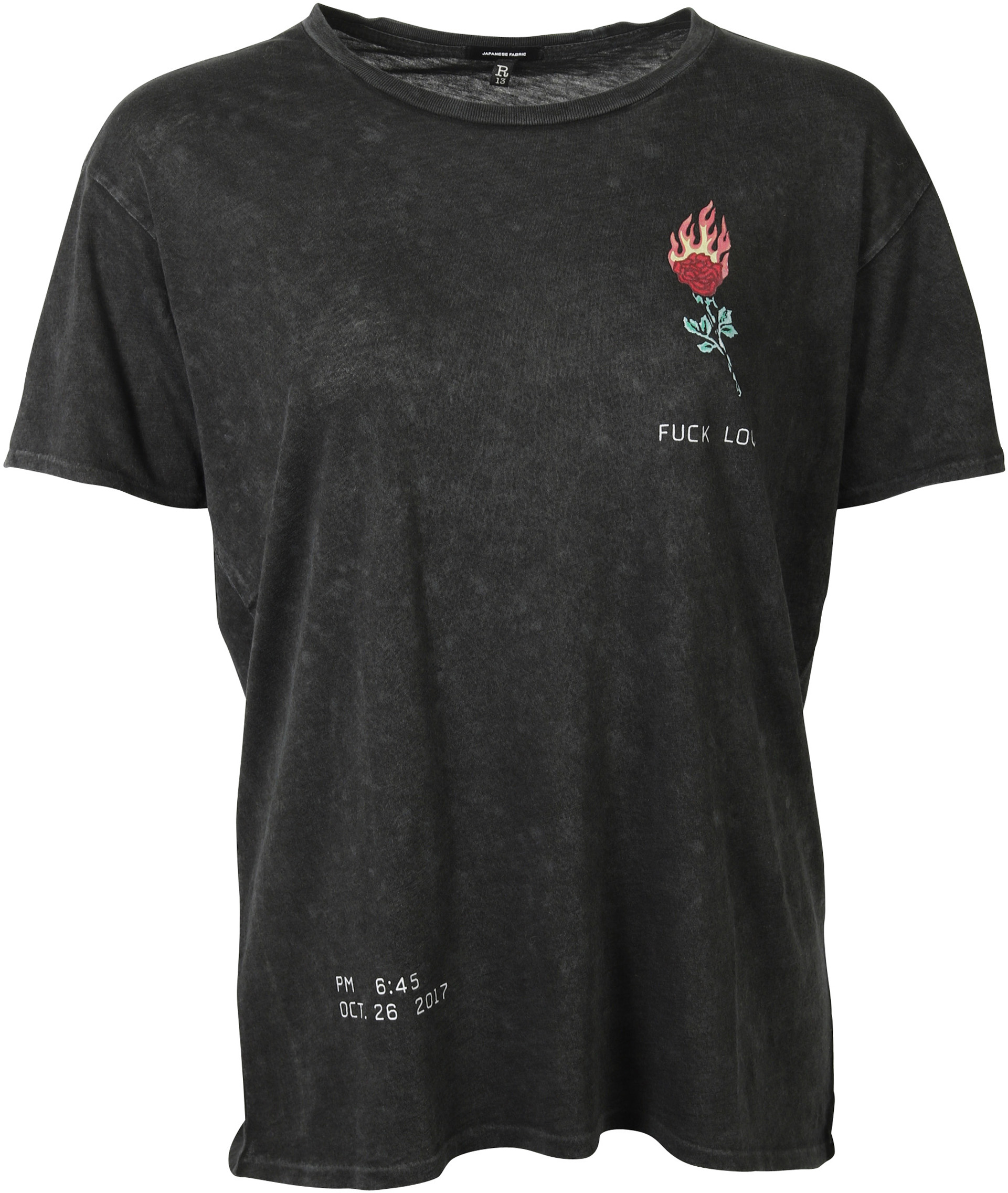 R13 Boy T-Shirt Flamingo Rose Washed Black