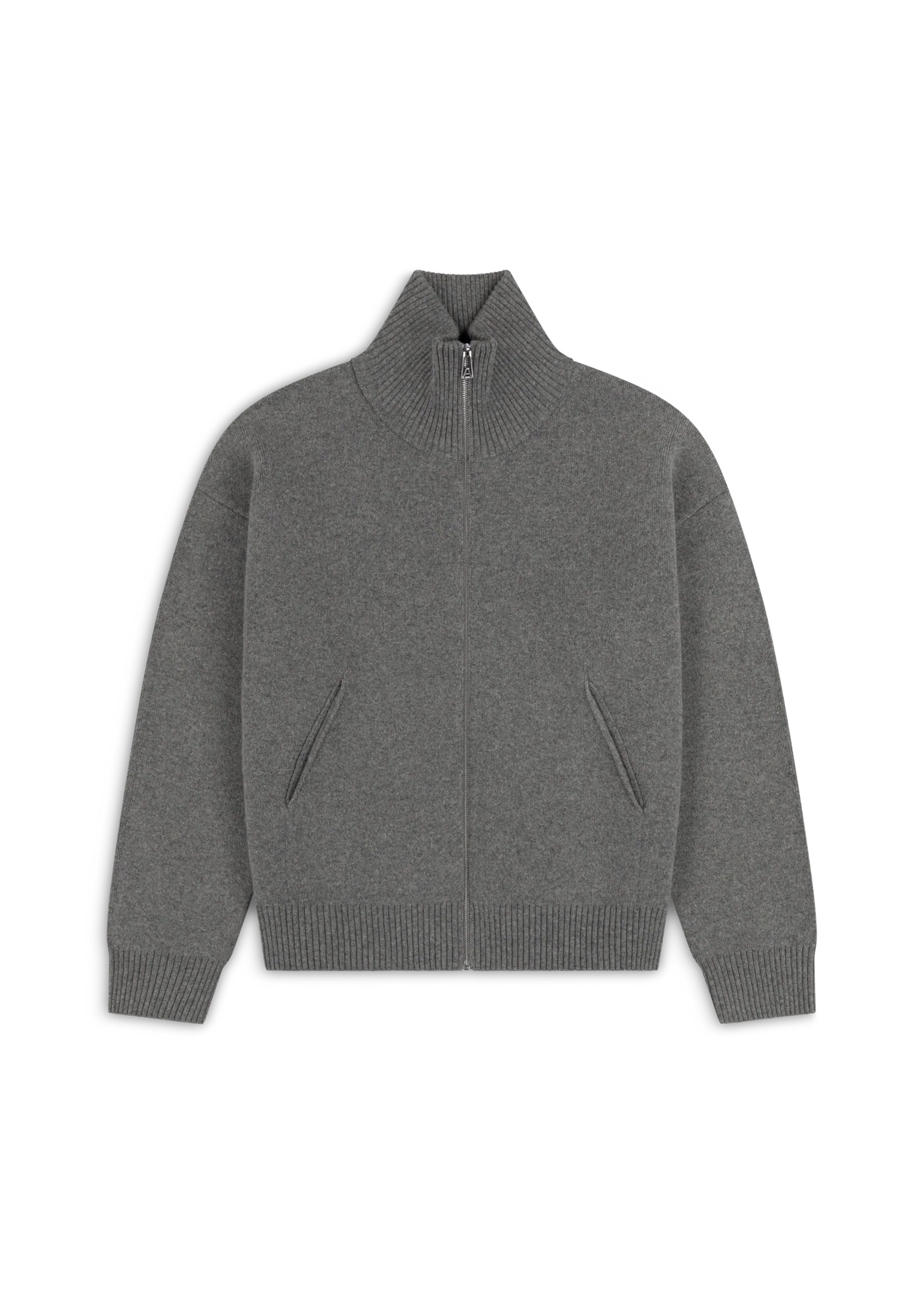 AXEL ARIGATO Heavy Knit Zip Jacket in Grey Melange