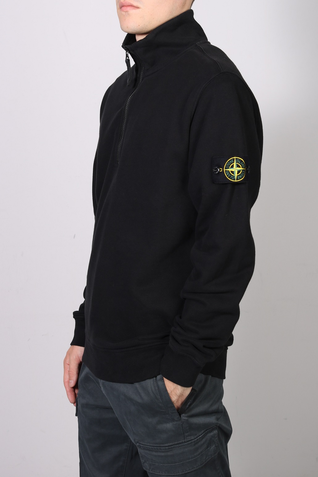 STONE ISLAND Half Zip Sweatshirt in Black