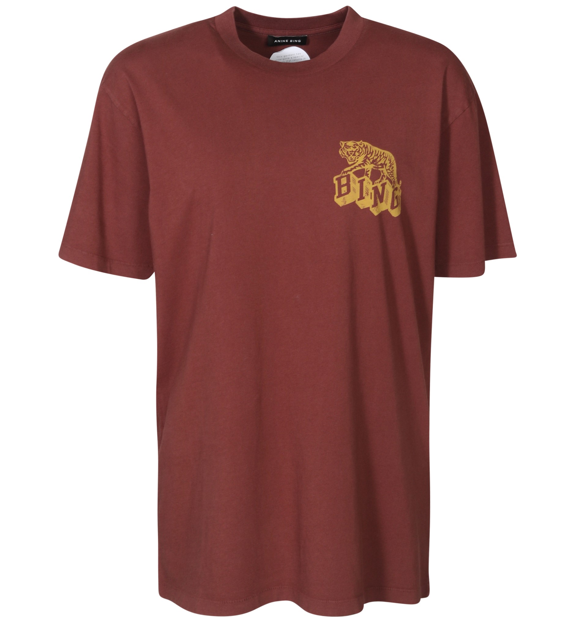 ANINE BING Walker Tee Retro Tiger in Washed Faded Cherry