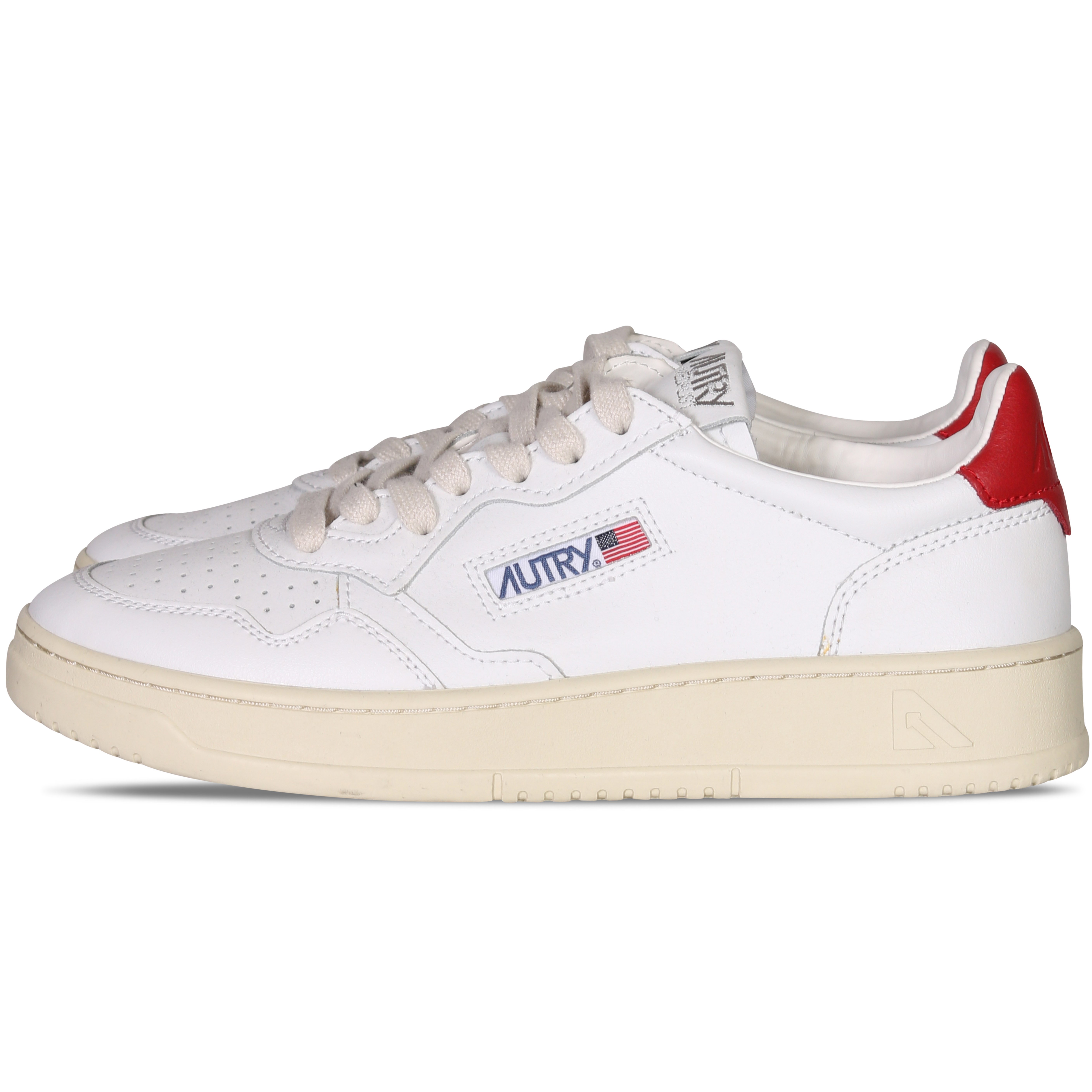 Autry Action Shoes Vintage Leather Sneaker White/Red
