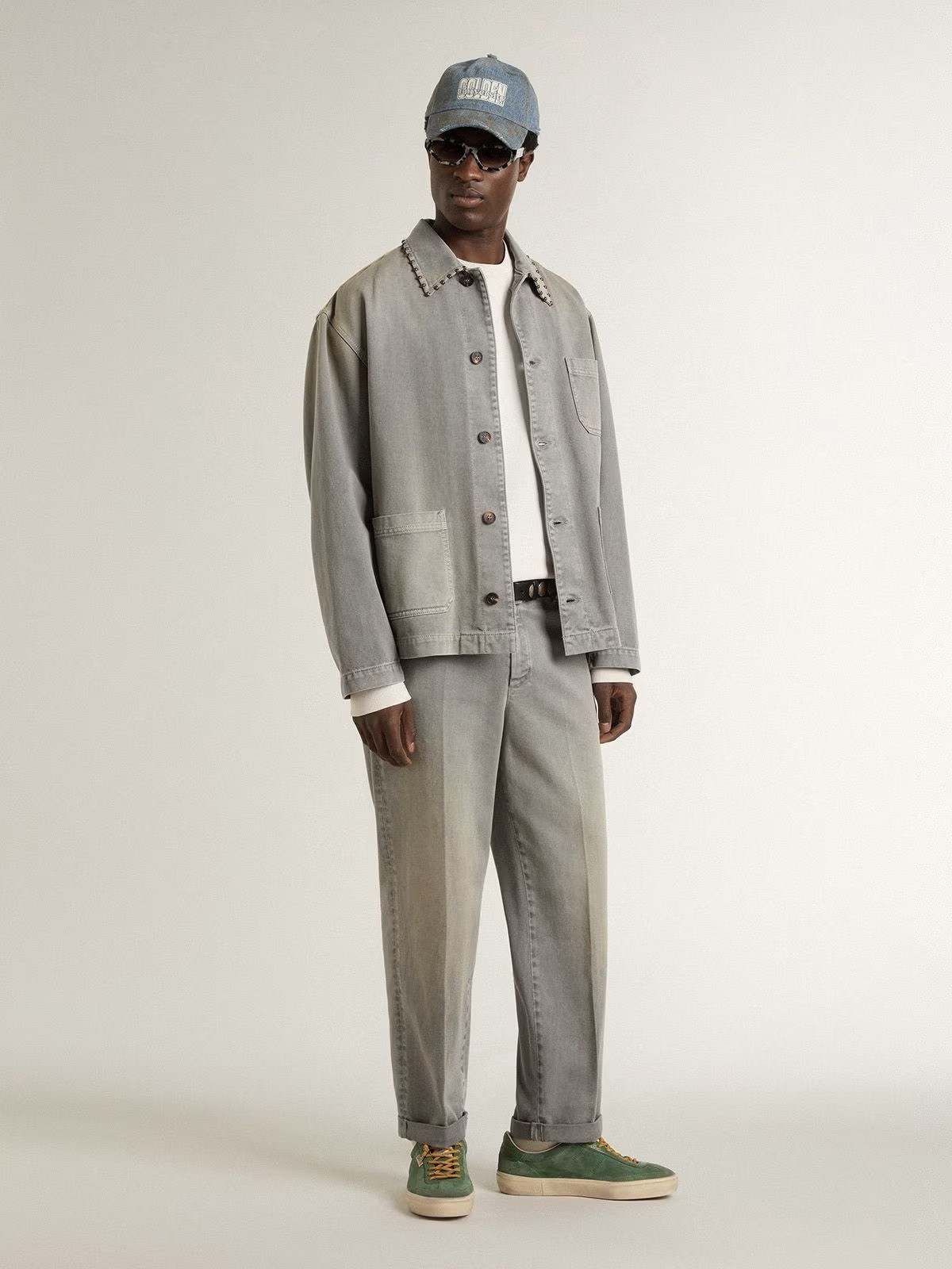 GOLDEN GOOSE Denim Worker Jacket in Grey