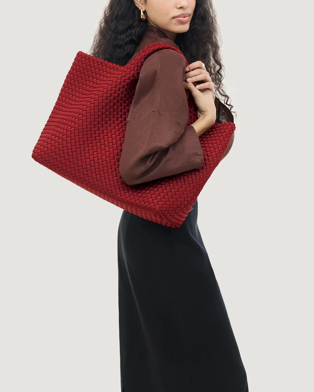 NAGHEDI Handwoven St. Barths Large Tote Bag in Rosso