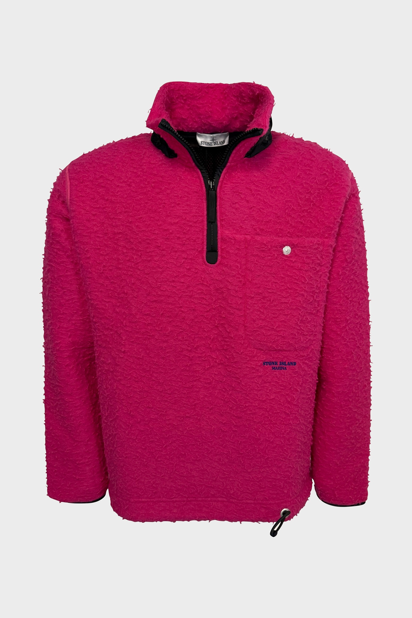 STONE ISLAND MARINA Half Zip Wool Jacket in Pink