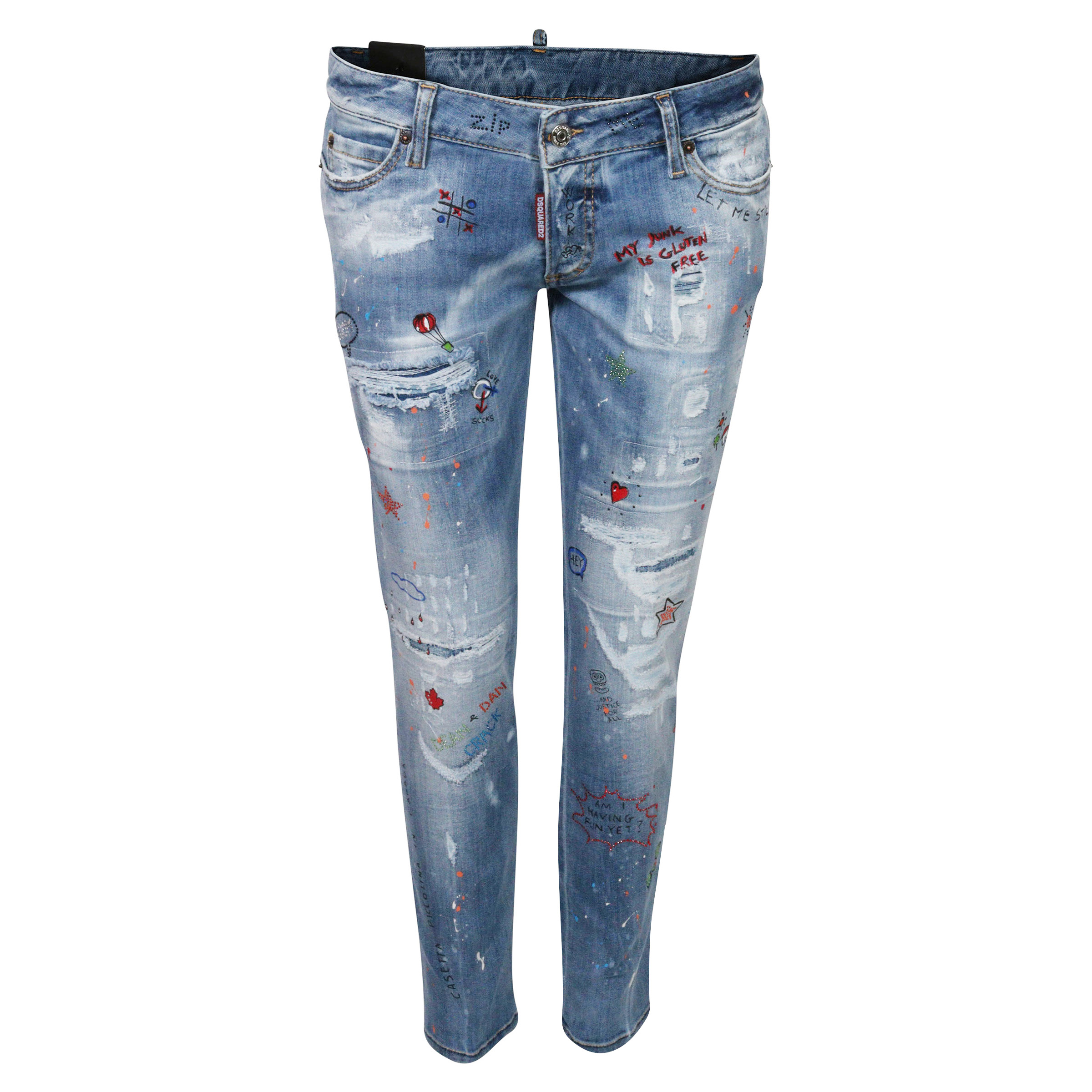 Dsquared Jeans Jennifer Cropped Printed/Rhinestones