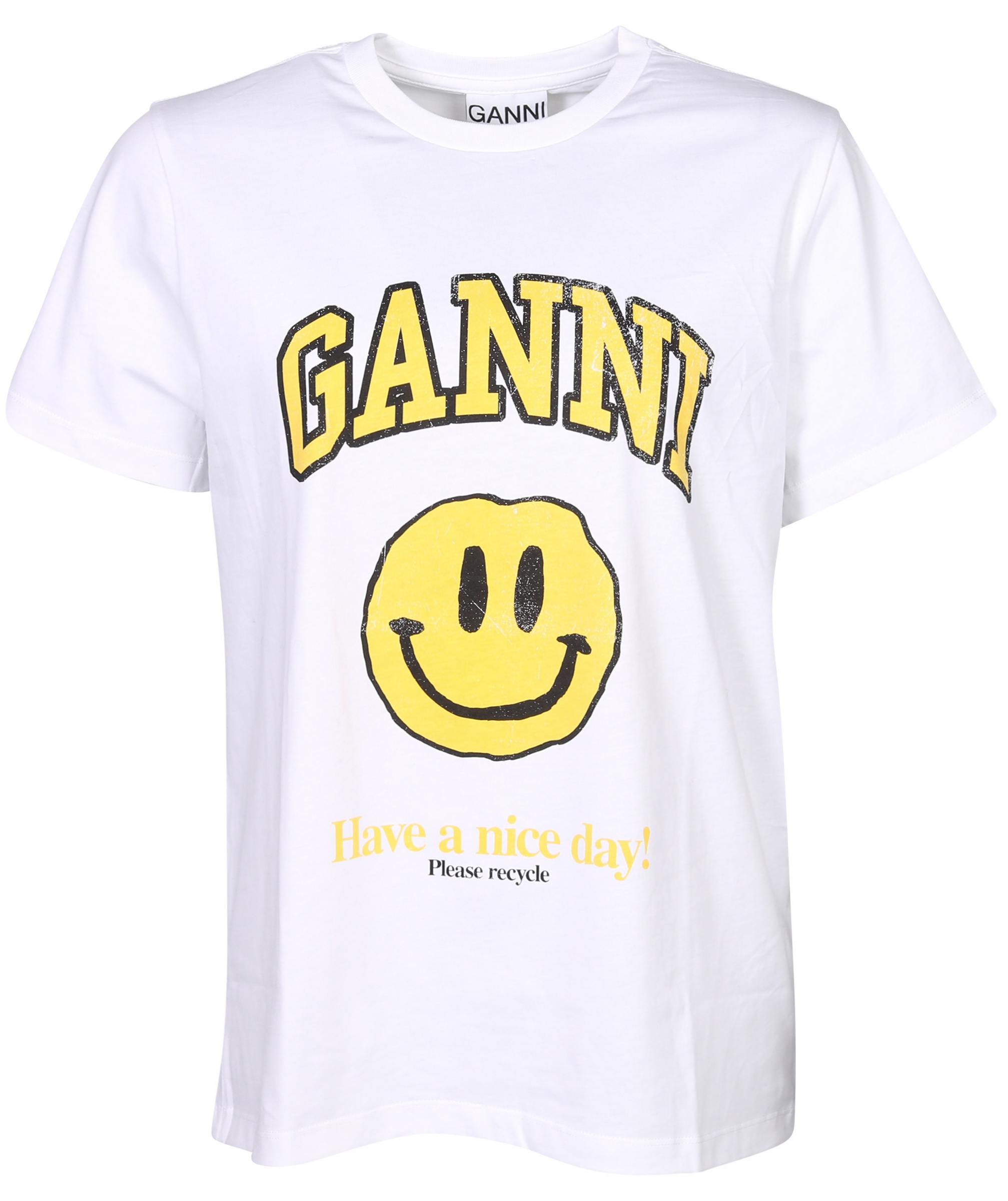 Ganni Smiley T-Shirt White Printed