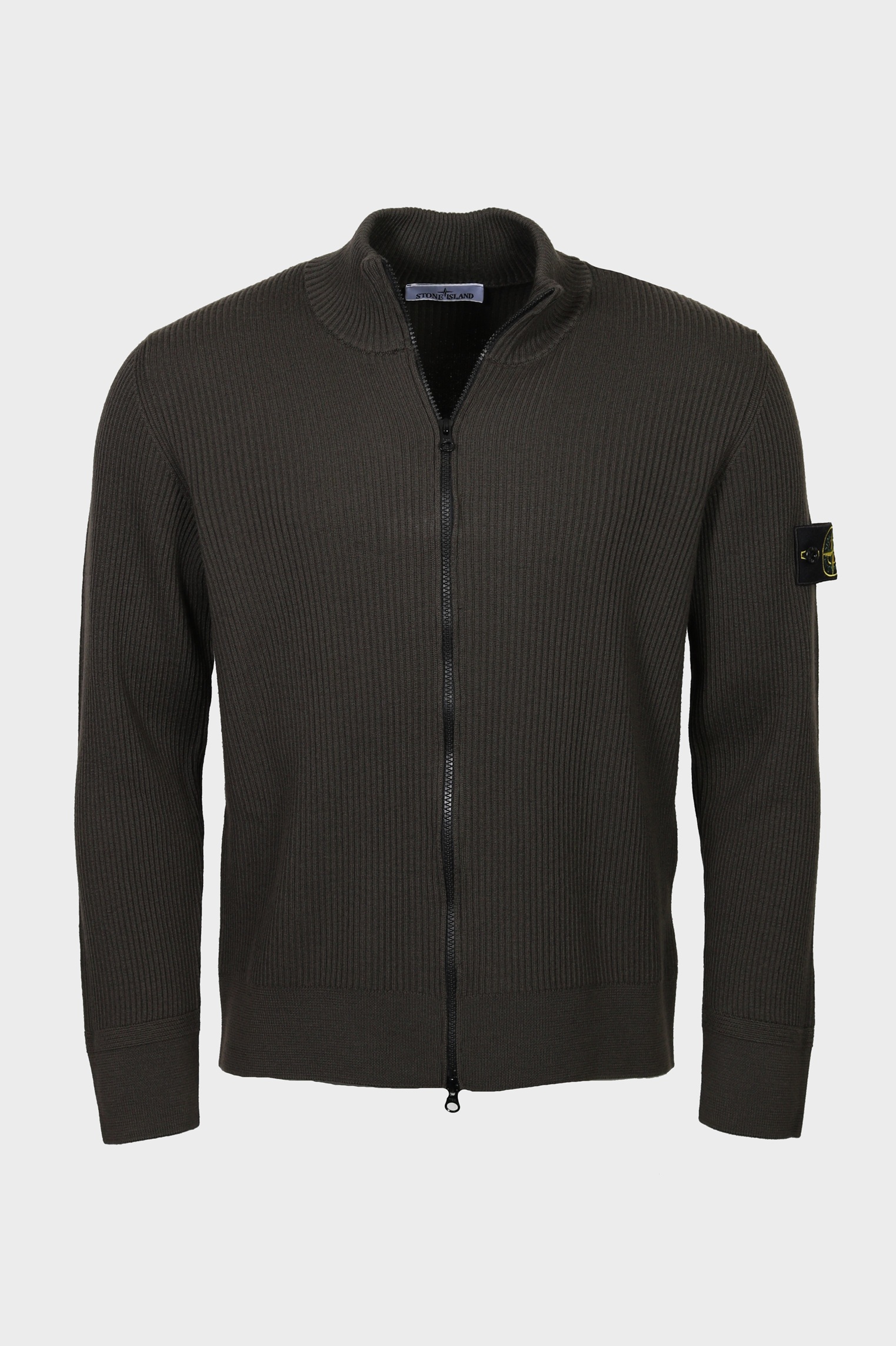 STONE ISLAND Rib Knit Jacket in Dark Olive M