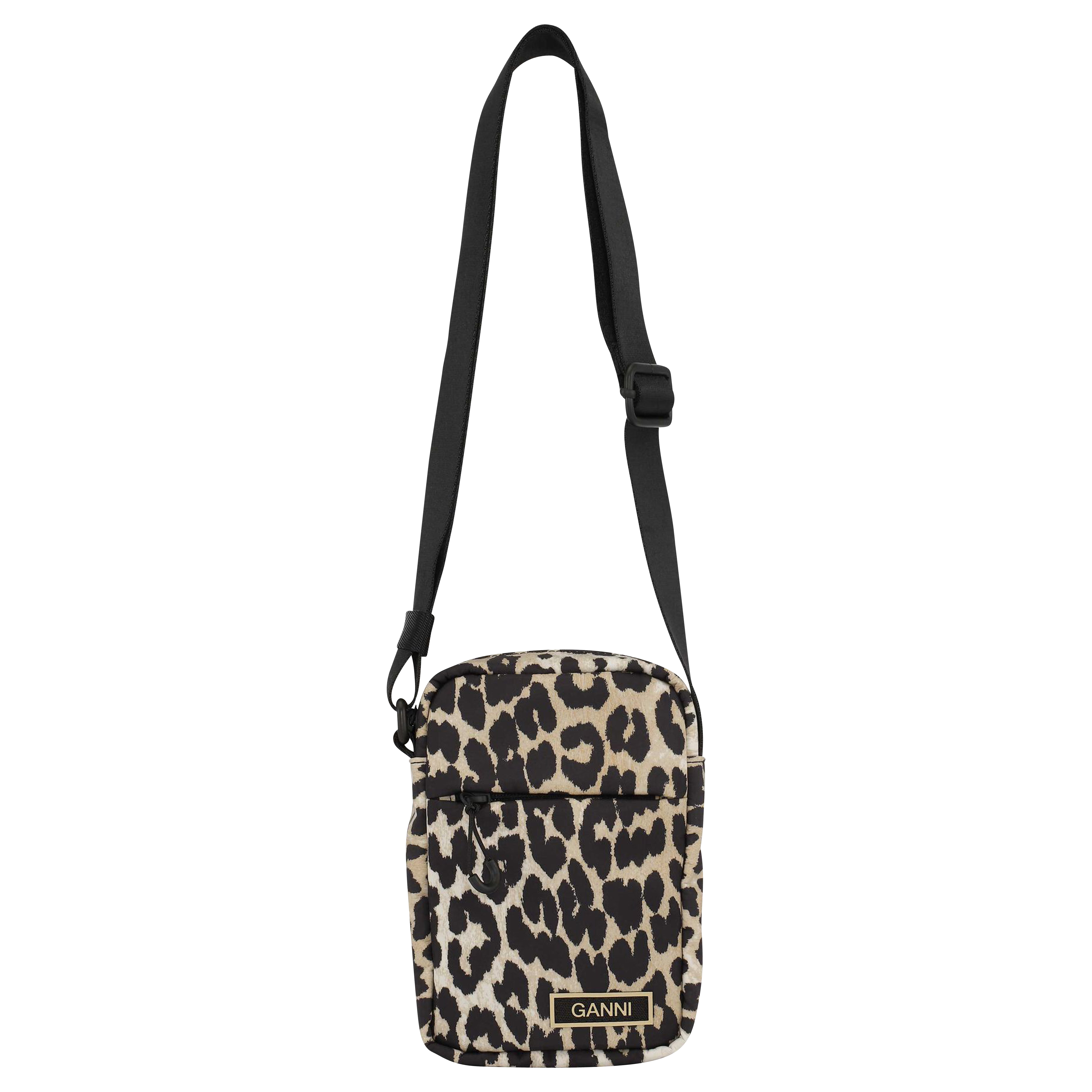 Ganni Recycled Tech Mini Festival Bag in Leopard