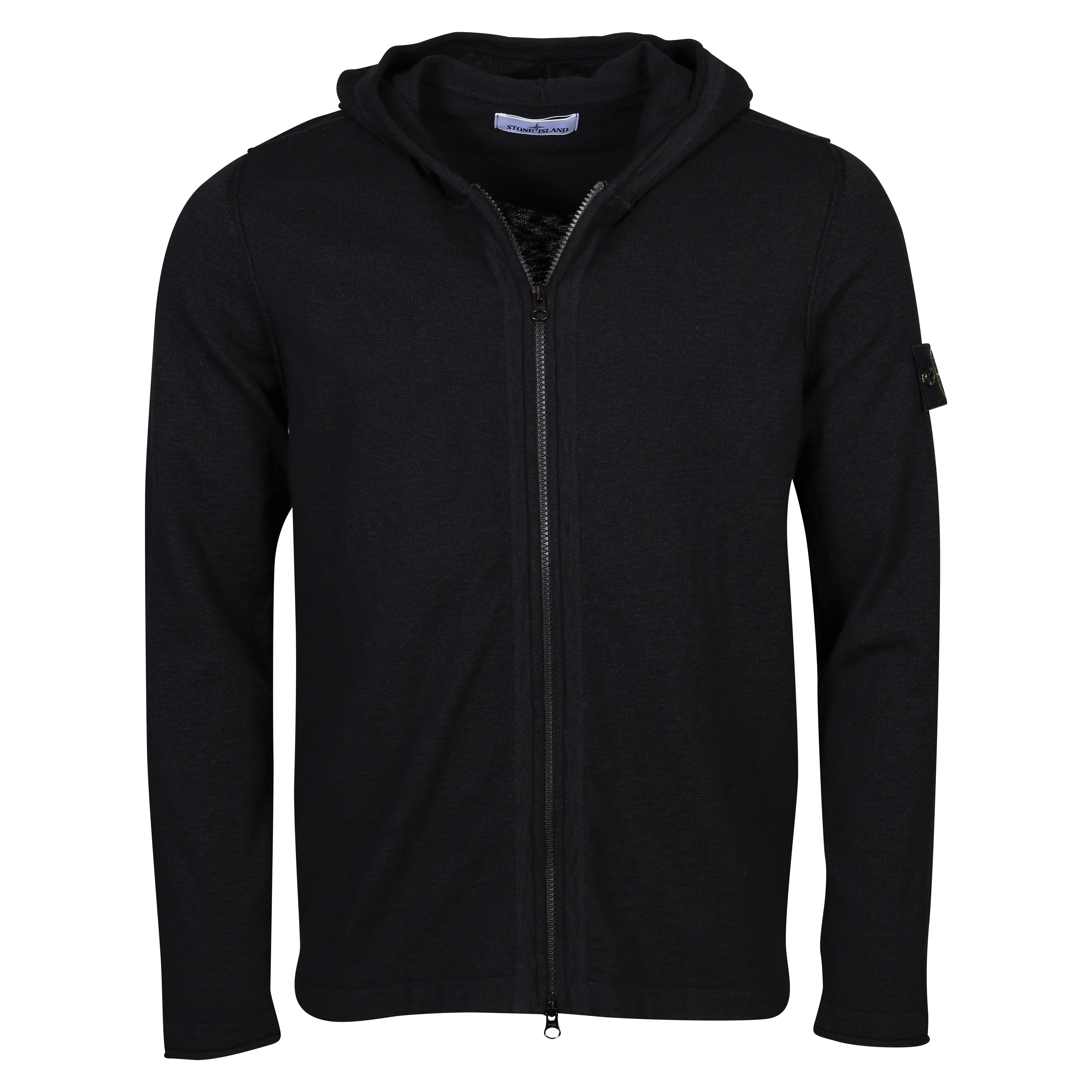 Stone Island Knit Zip Hoodie in Black