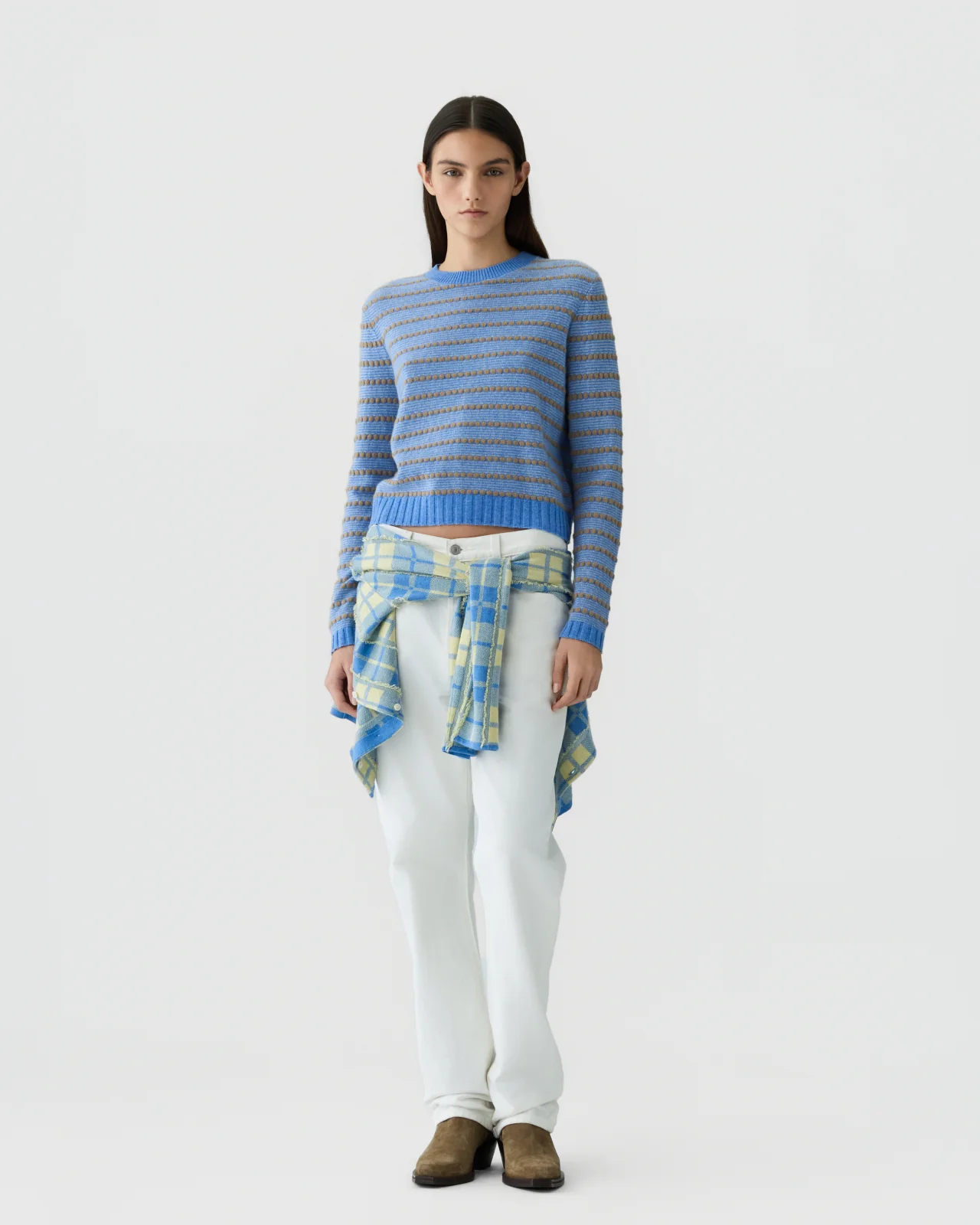 GUEST IN RESIDENCE Shrunken Crew Sweater Pebble Stripe
