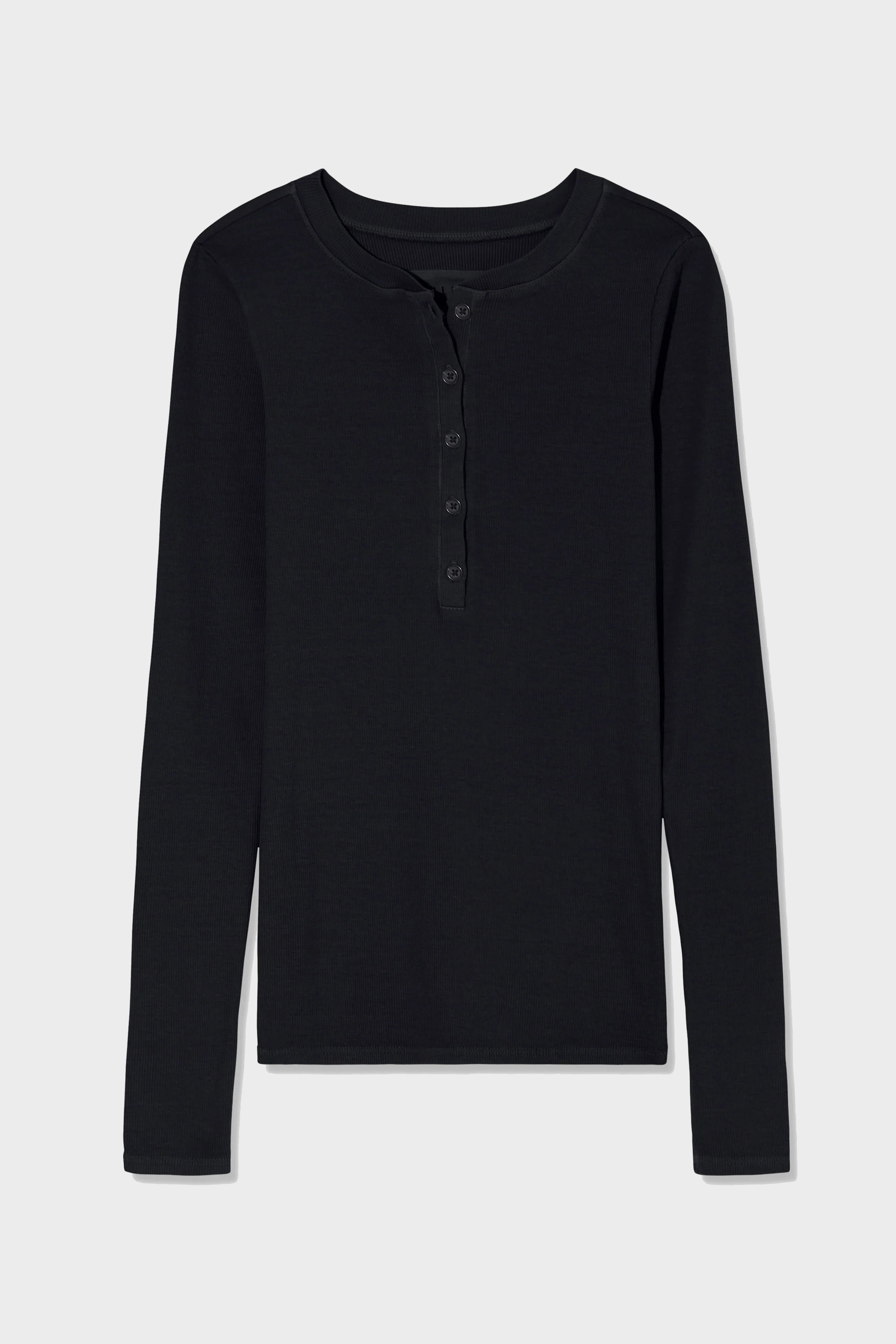 NILI LOTAN Rib Longsleeve in Jet Black XL