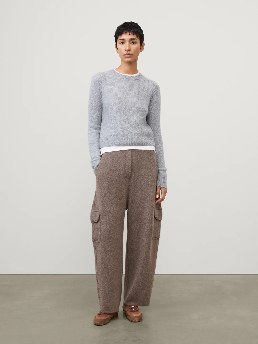 LISA YANG Solene Cotton/Silk Sweater in Light Grey