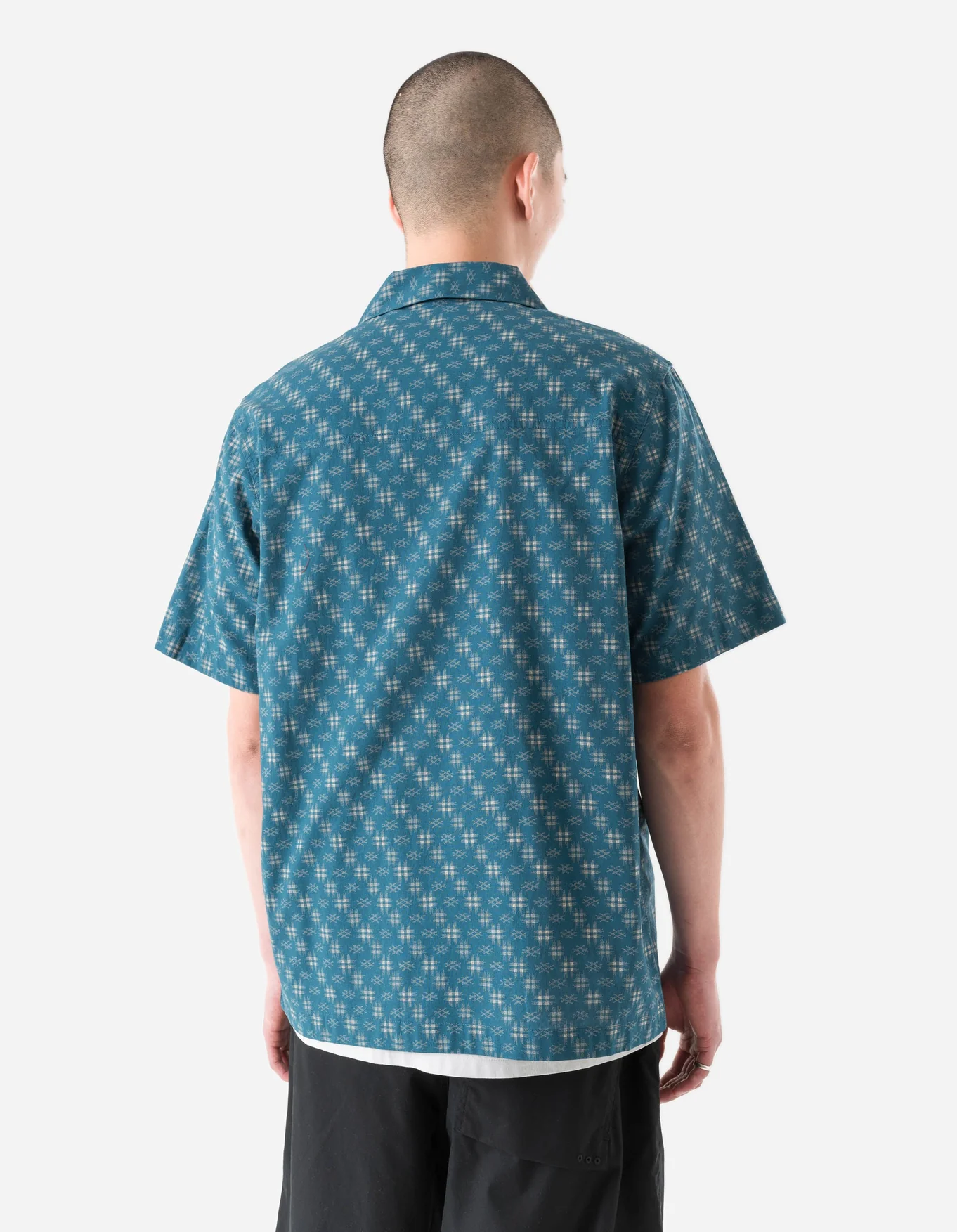 MAHARISHI 7320 Kasuri Cuban Collar Shirt in Blue