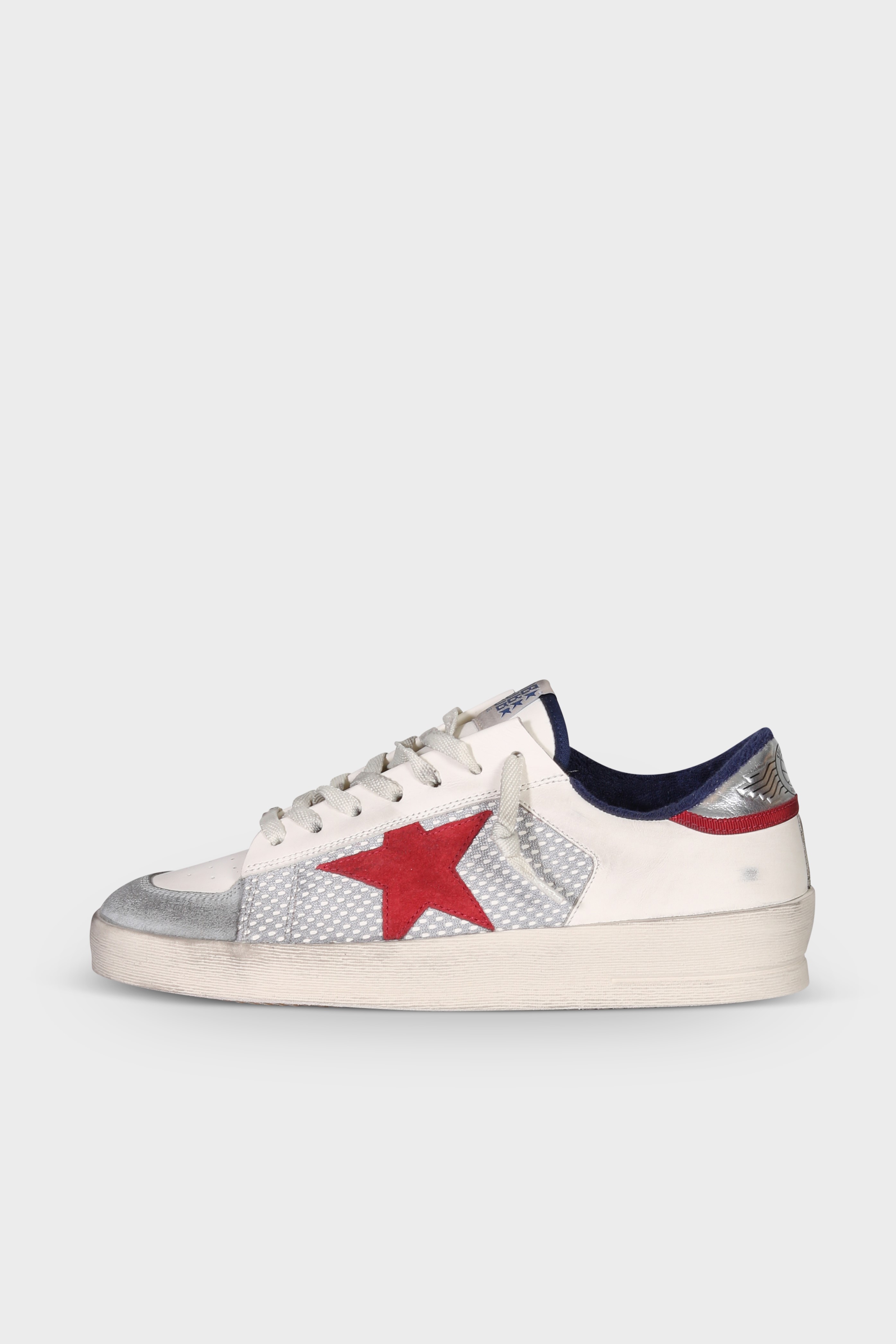 GOLDEN GOOSE Sneaker Stardan in White/Grey/Red/Silver