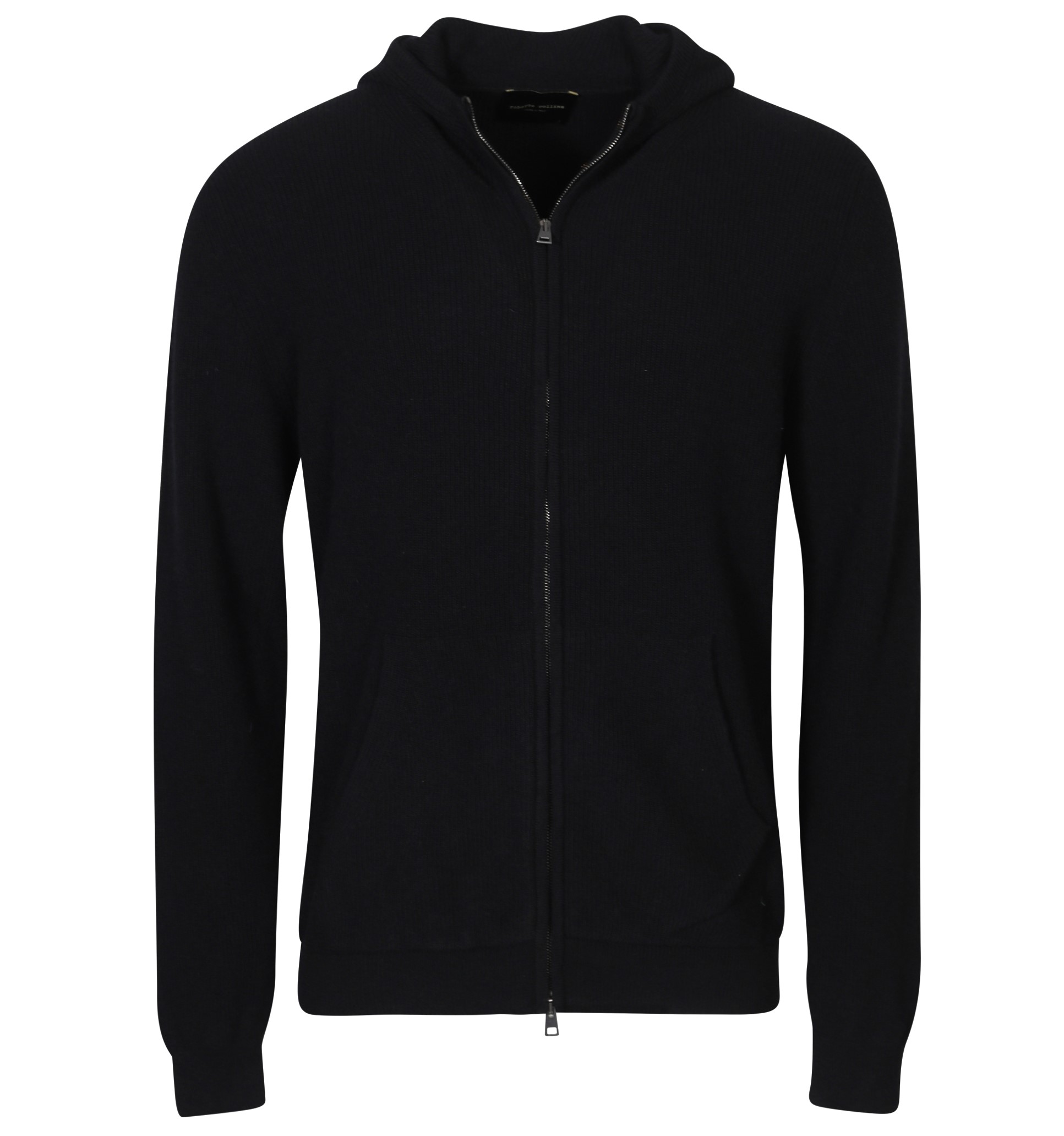 ROBERTO COLLINA Knit Zip Hoodie in Black 48