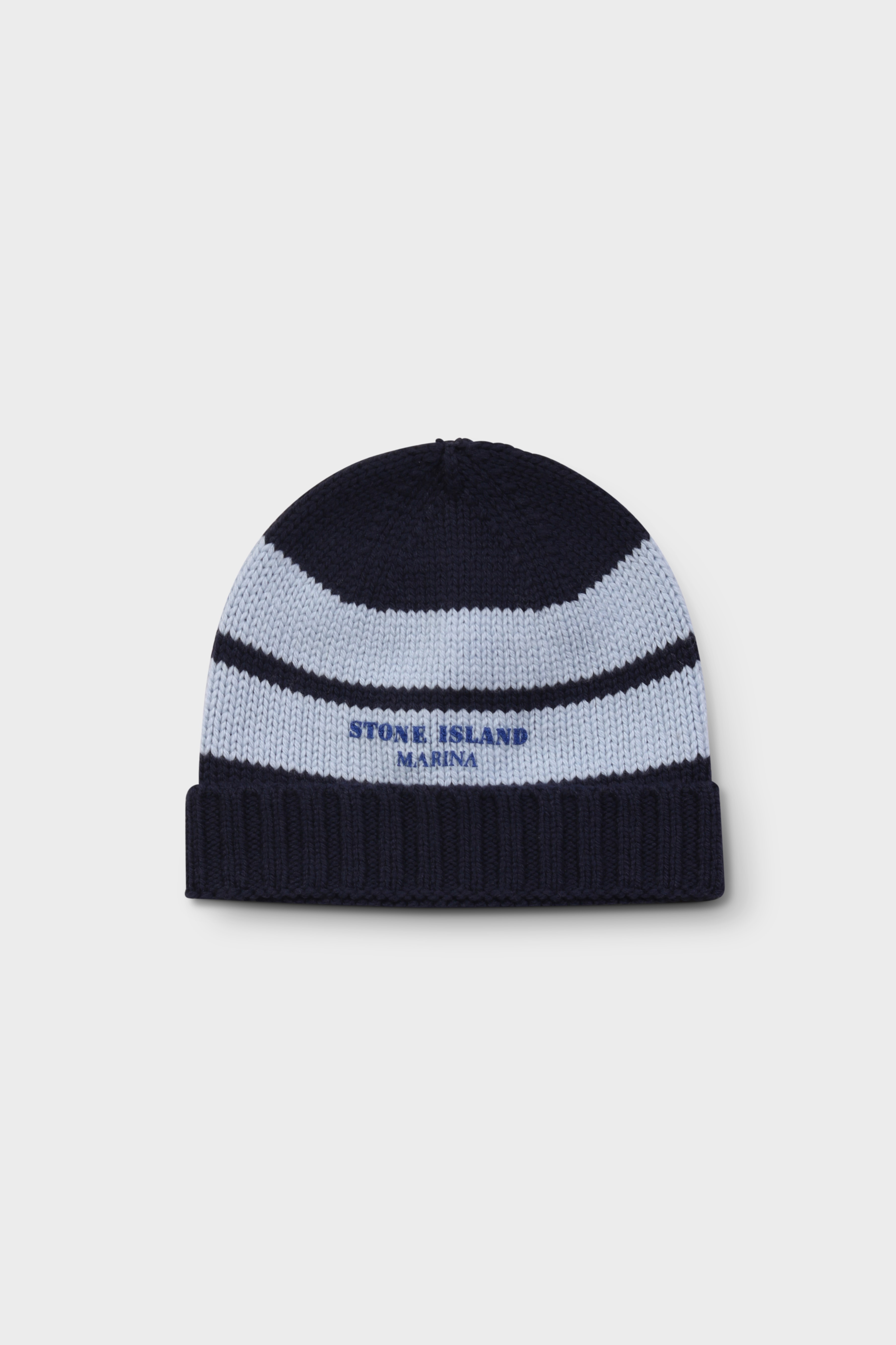 STONE ISLAND MARINA Heavy Knit Beanie in Navy