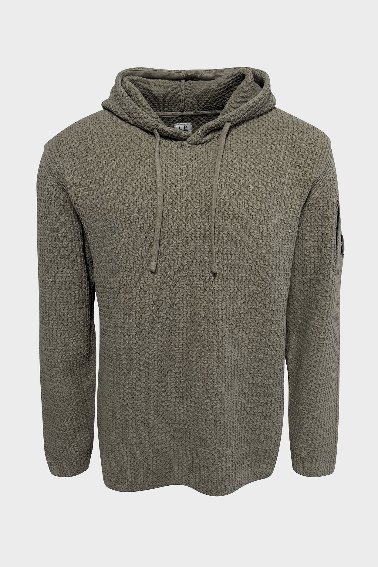 C.P. COMPANY Cotton Knit Hoodie in Fallen Rock