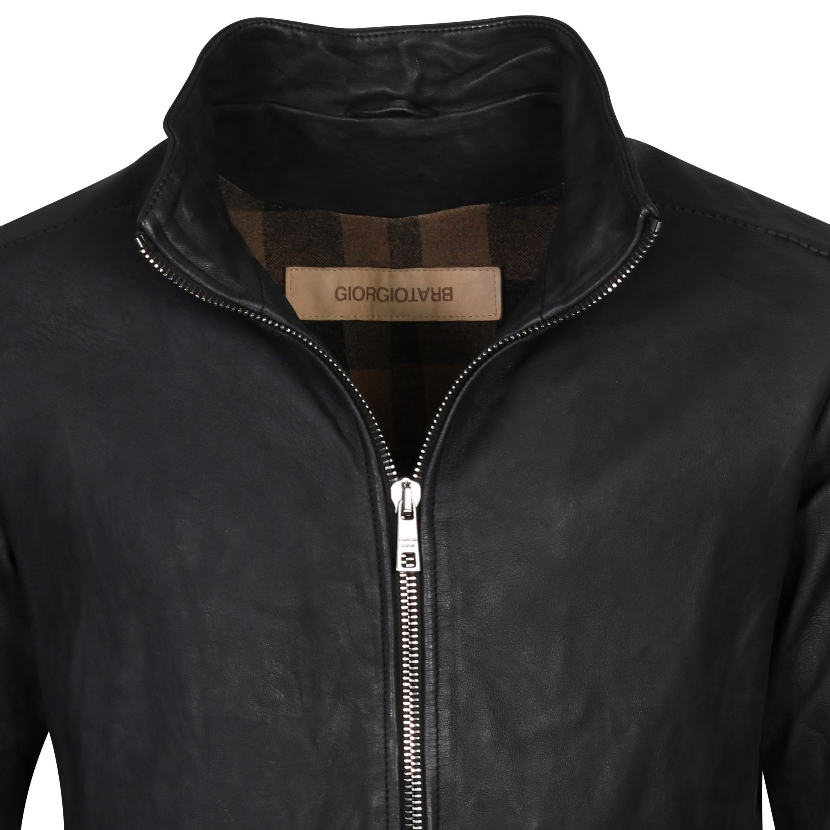 Giorgio Brato Leather Jacket Washed Black 48