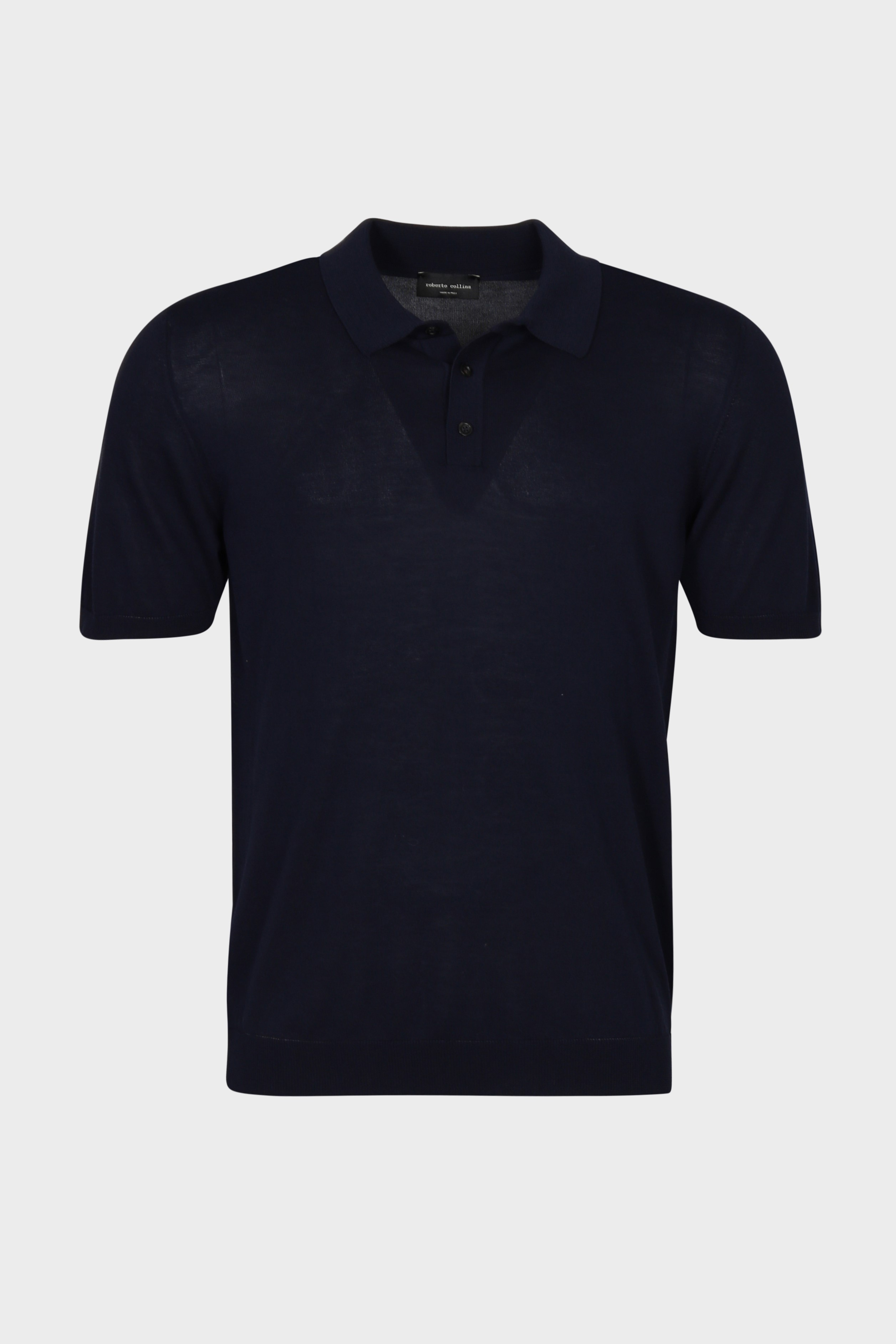 ROBERTO COLLINA Cotton Knit Polo in Navy